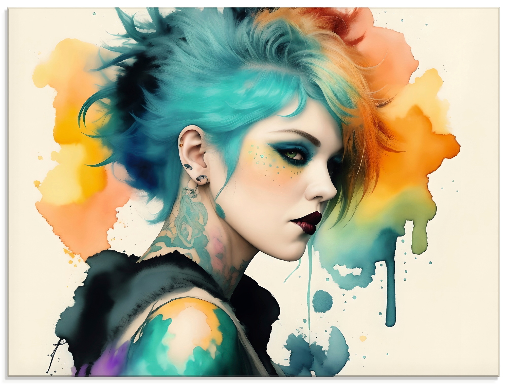 Image of Artland Glasbild "Weiblicher Punk III" Bilder von Frauen 1 Stk. tlg. in verschiedenen Grössen