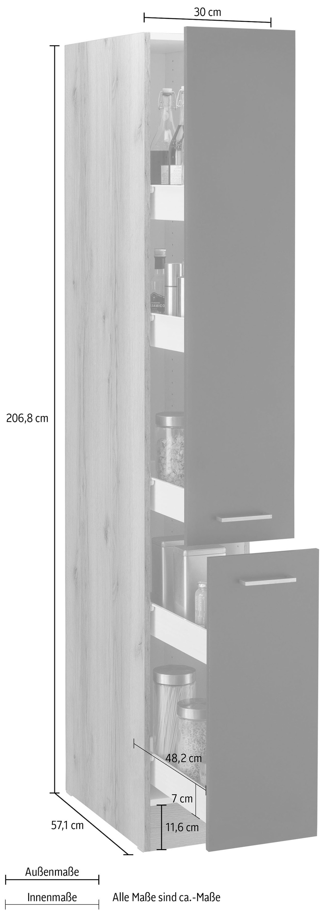 ♕ OPTIFIT Apothekerschrank »Iver«, Breite 30 cm, mit 2 Auszügen, 5 Ablagen  versandkostenfrei auf
