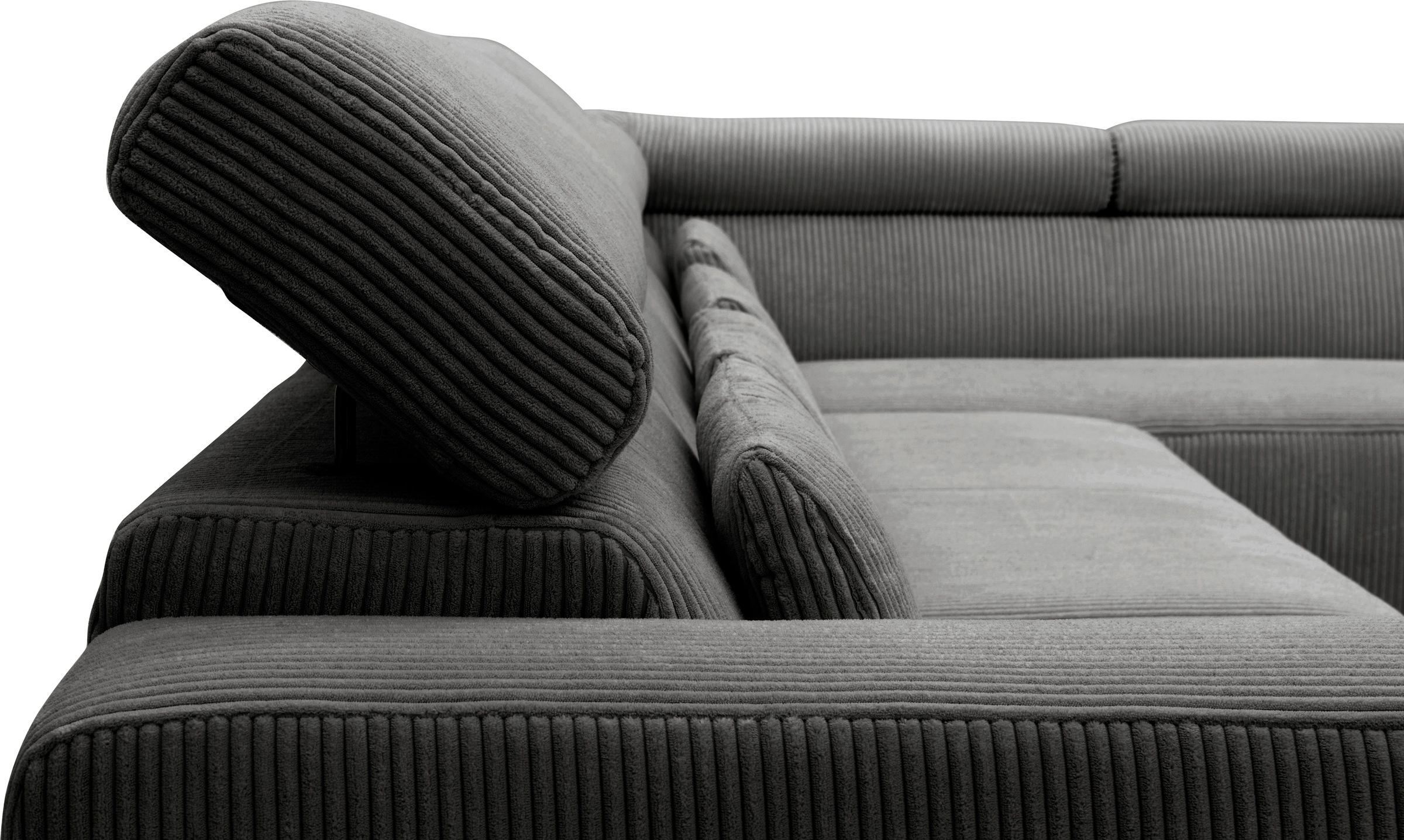 DOMO collection Wohnlandschaft »Brandon viele Bezugsarten, auch in Cord und Leder, incl. Nierenkissen«, mit Kopfteilverstellung, wahlweise Sitztiefenverstellung, U-Form