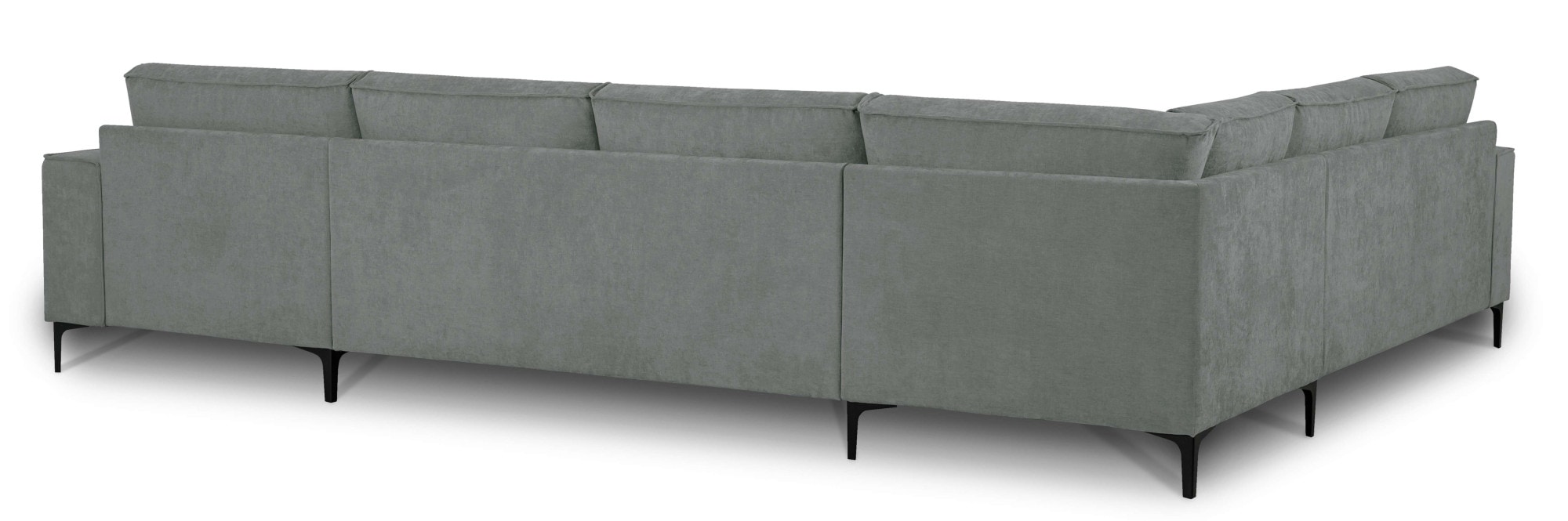 Places of Style Wohnlandschaft »XXL Sofa Oland, Struktur, Flachgewebe, Luxus-Microfaser, Boucle«, U-Form, 342 cm, Wellenunterfederung, Skandi-Design, Metallfüsse