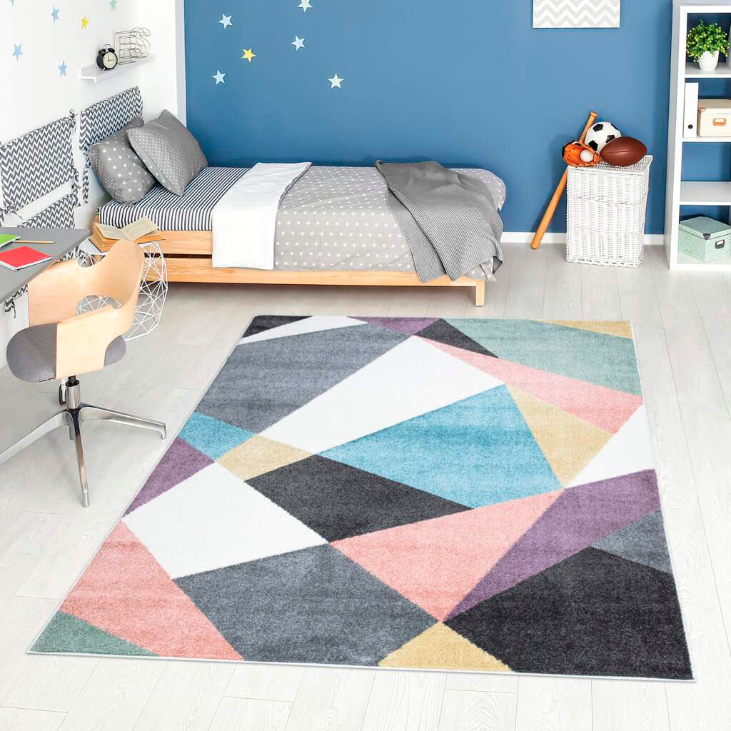 Carpet City Teppich »YOUNG915«, rechteckig, 11 mm Höhe, Bunter Kinderteppich mit Geo-Muster