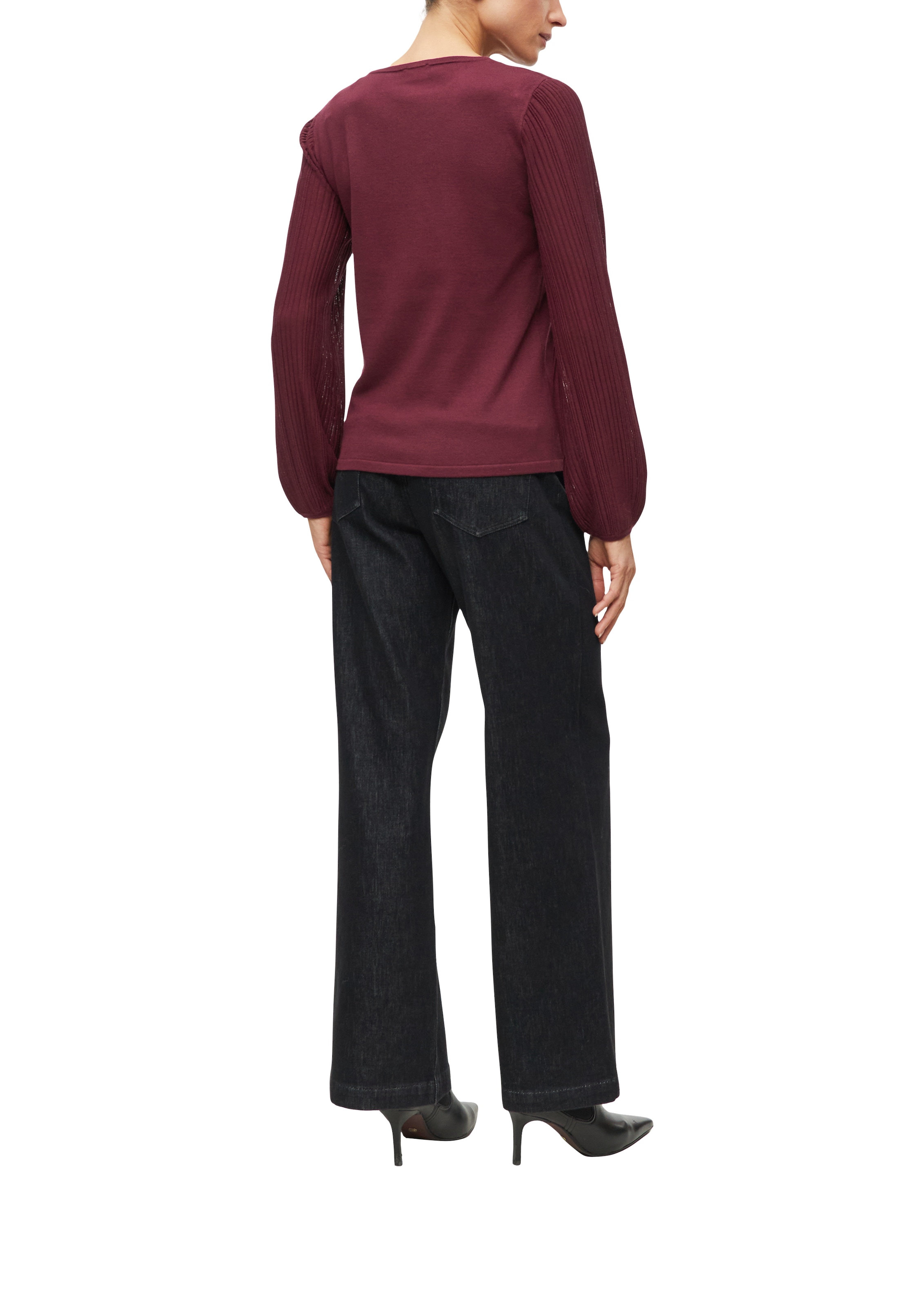 s.Oliver BLACK LABEL Strickpullover mit Rundhals und Struktur-Optik