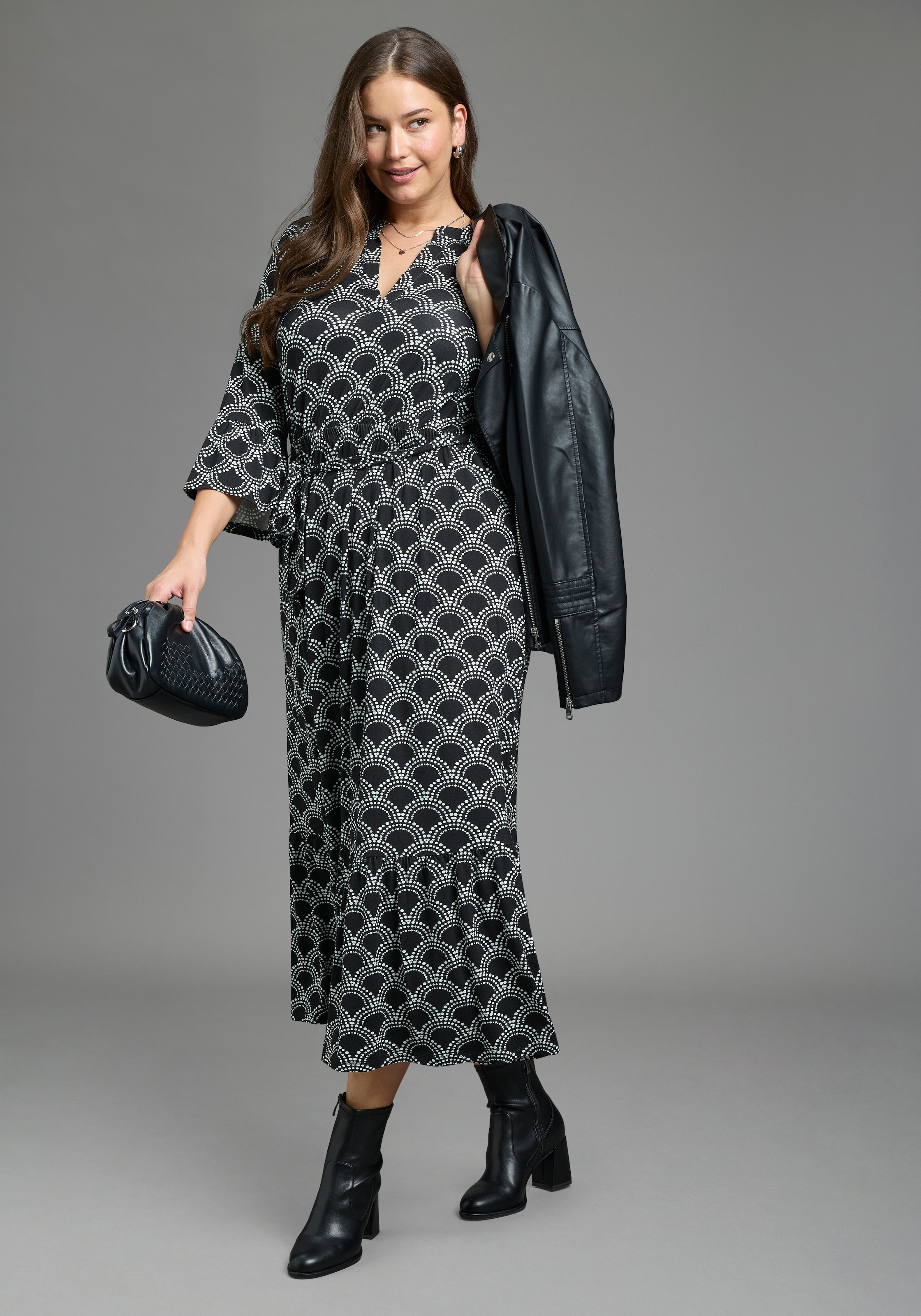 Image of Laura Scott CURVE Maxikleid "Grosse Grössen" Maxikleid knöchellang, aus elastischer Viskosemischung
