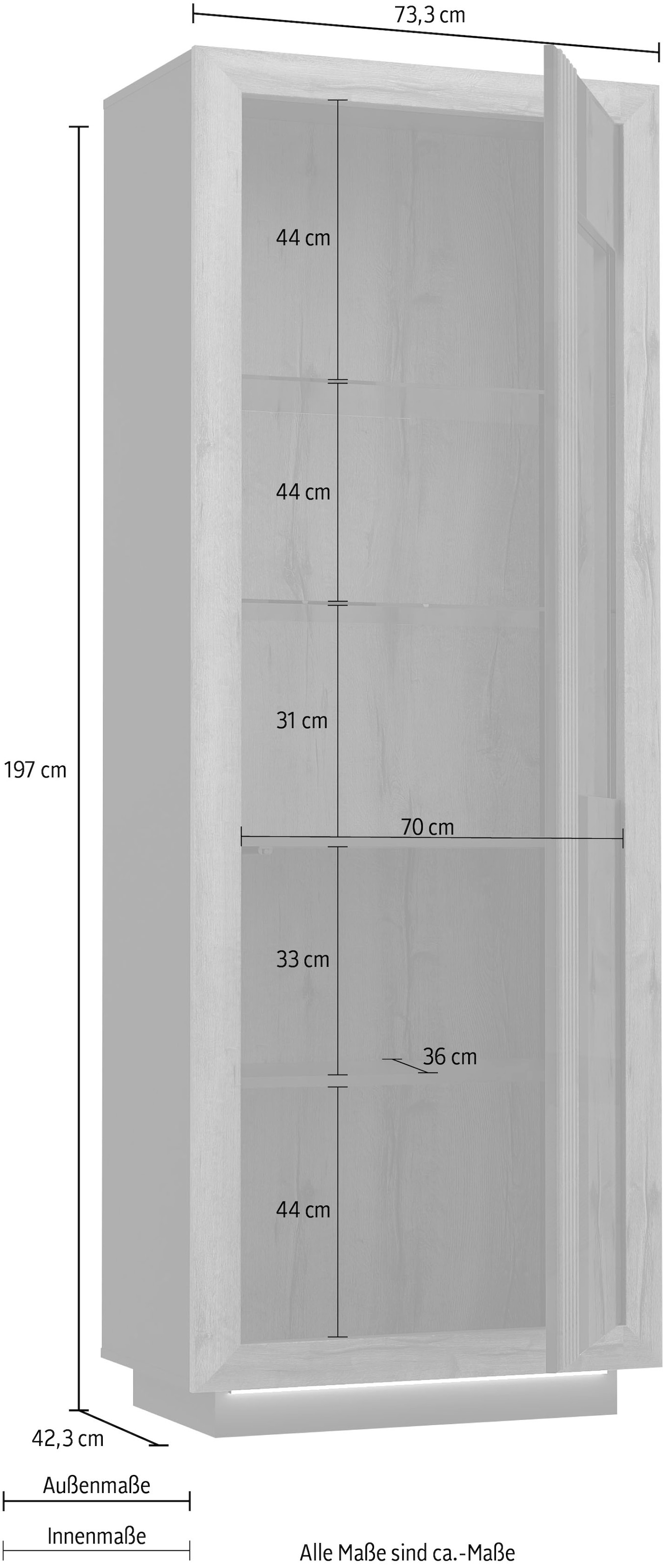 FORTE Vitrine »Savona« Höhe 197 cm, inkl. Sockelbeleuchtung