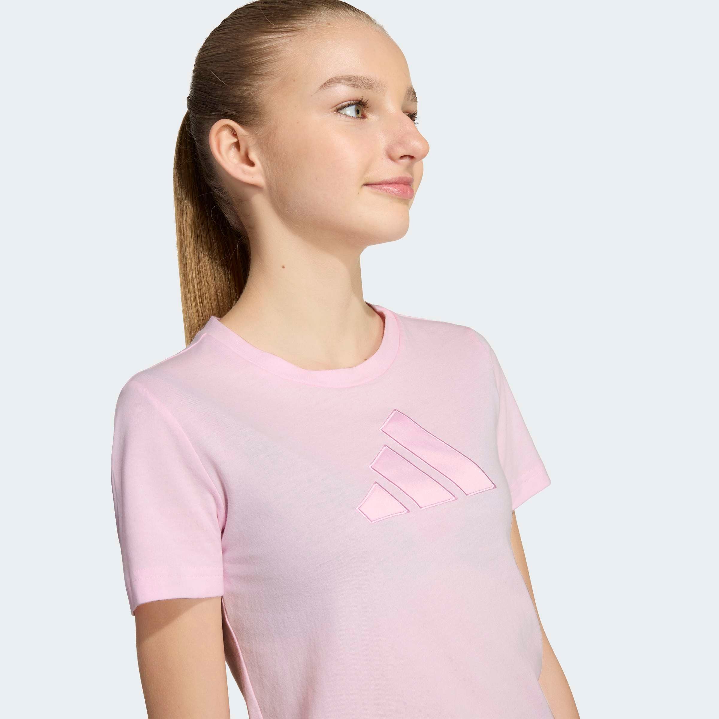 adidas Sportswear T-shirt »JG SATIN TEE« Pour enfants, col rond, sans fermeture, en coton