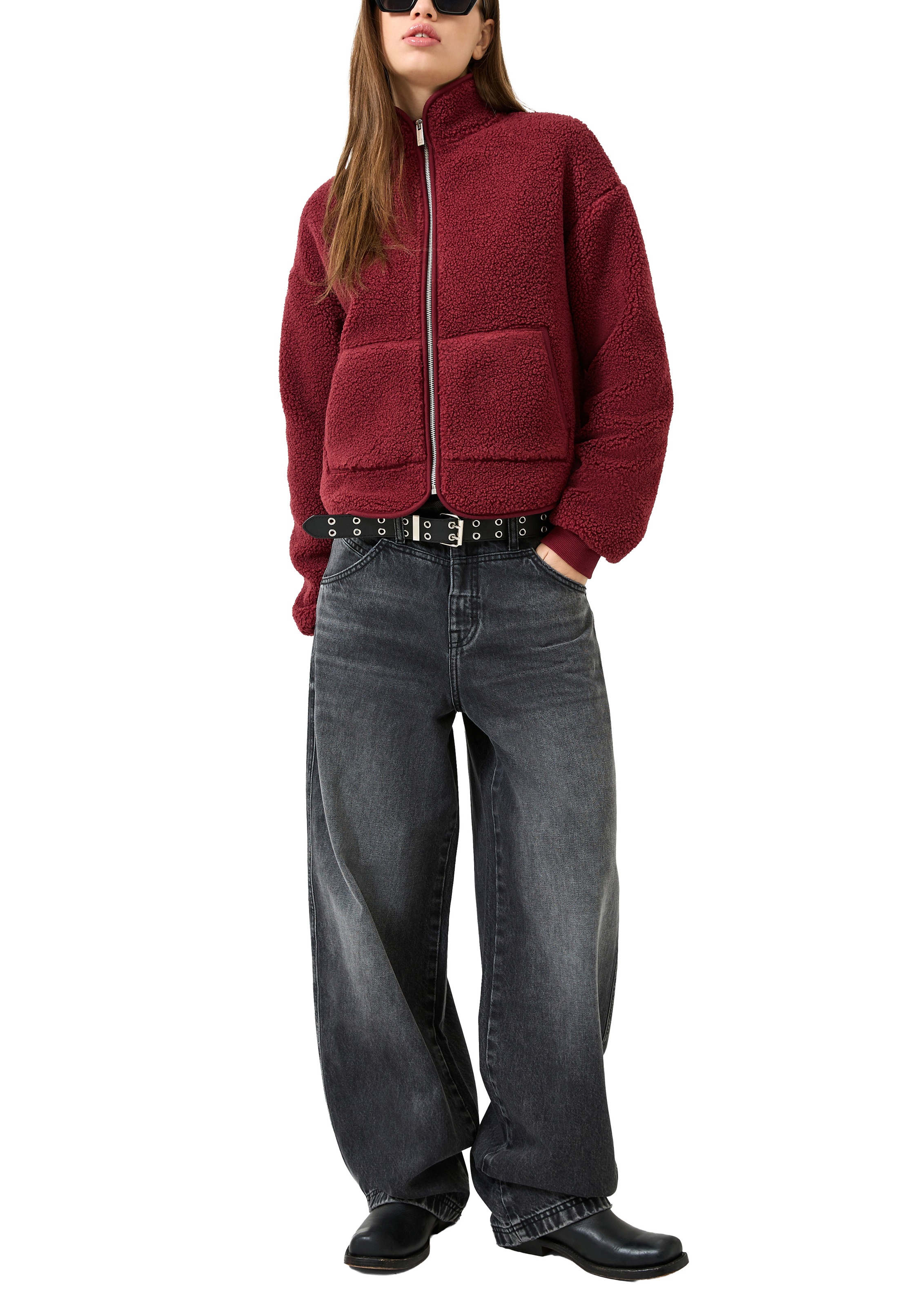 QS Sweatjacke Fleecejacke mit Stehkragen