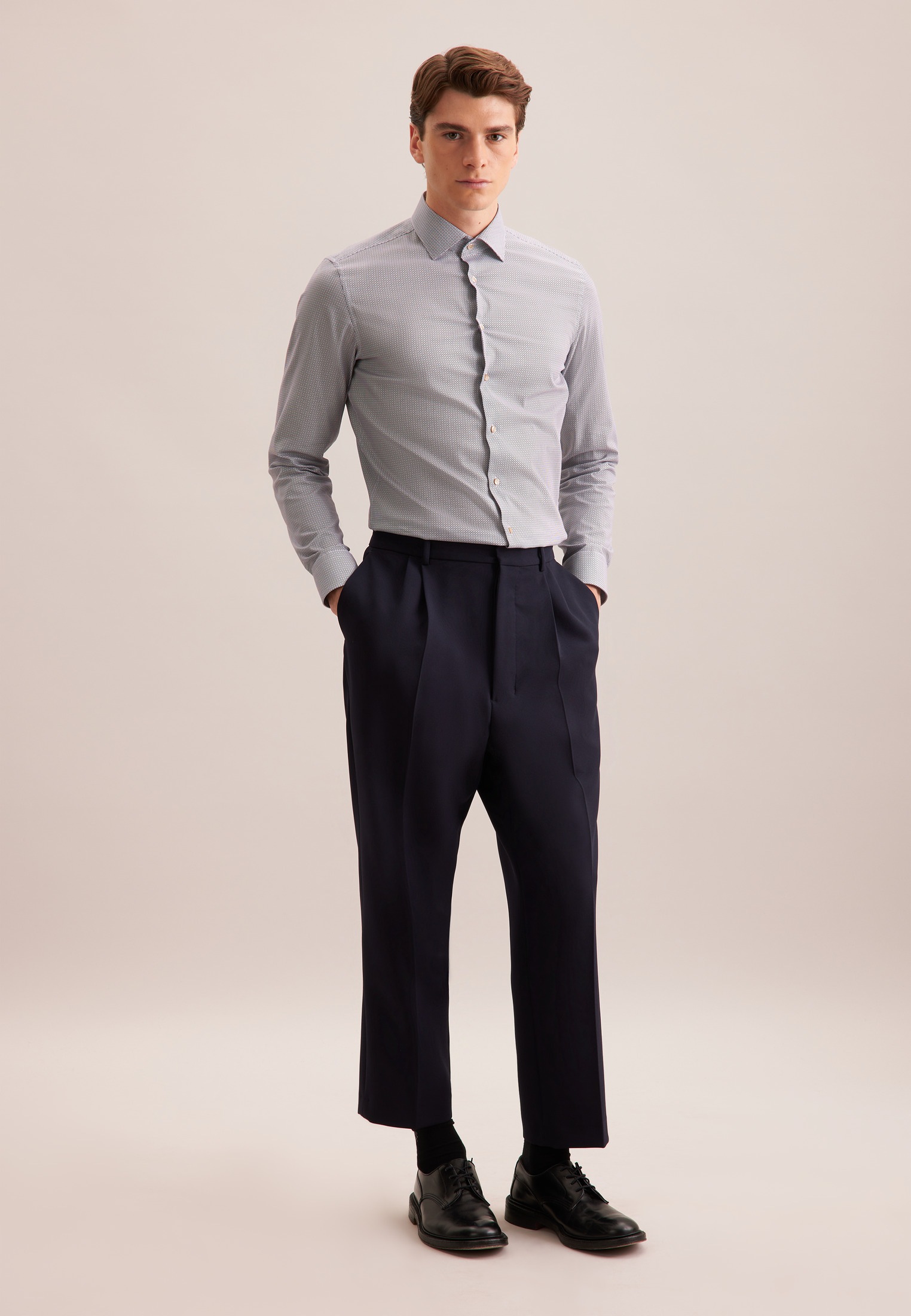 seidensticker Businesshemd »Schwarze Rose« Shaped 1/1 Kentkragen Druck