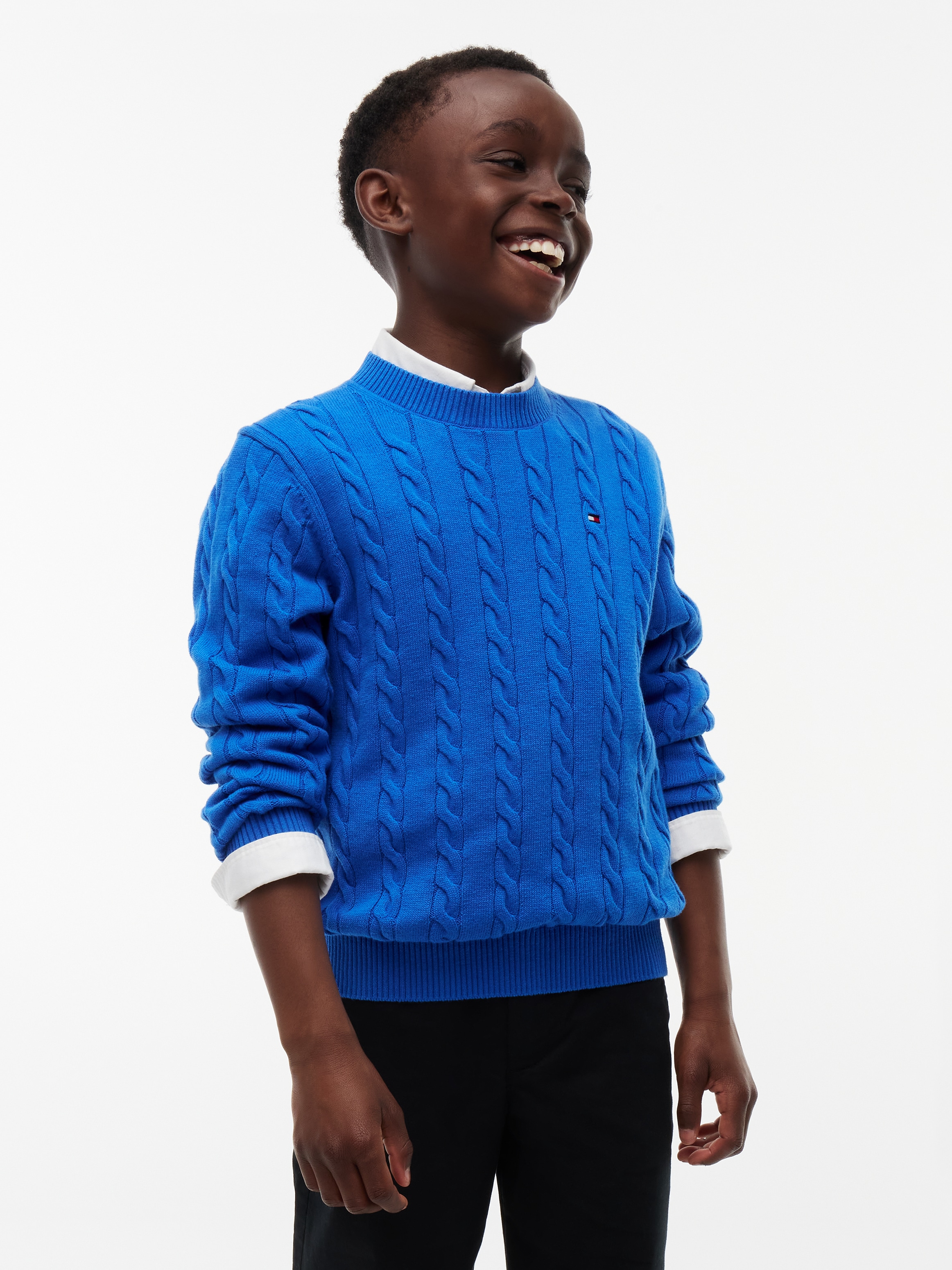 Tommy Hilfiger Pull en tricot »COTTON CABLE SWEATER« pour enfants jusqu'à 16 ans, avec motif torsadé
