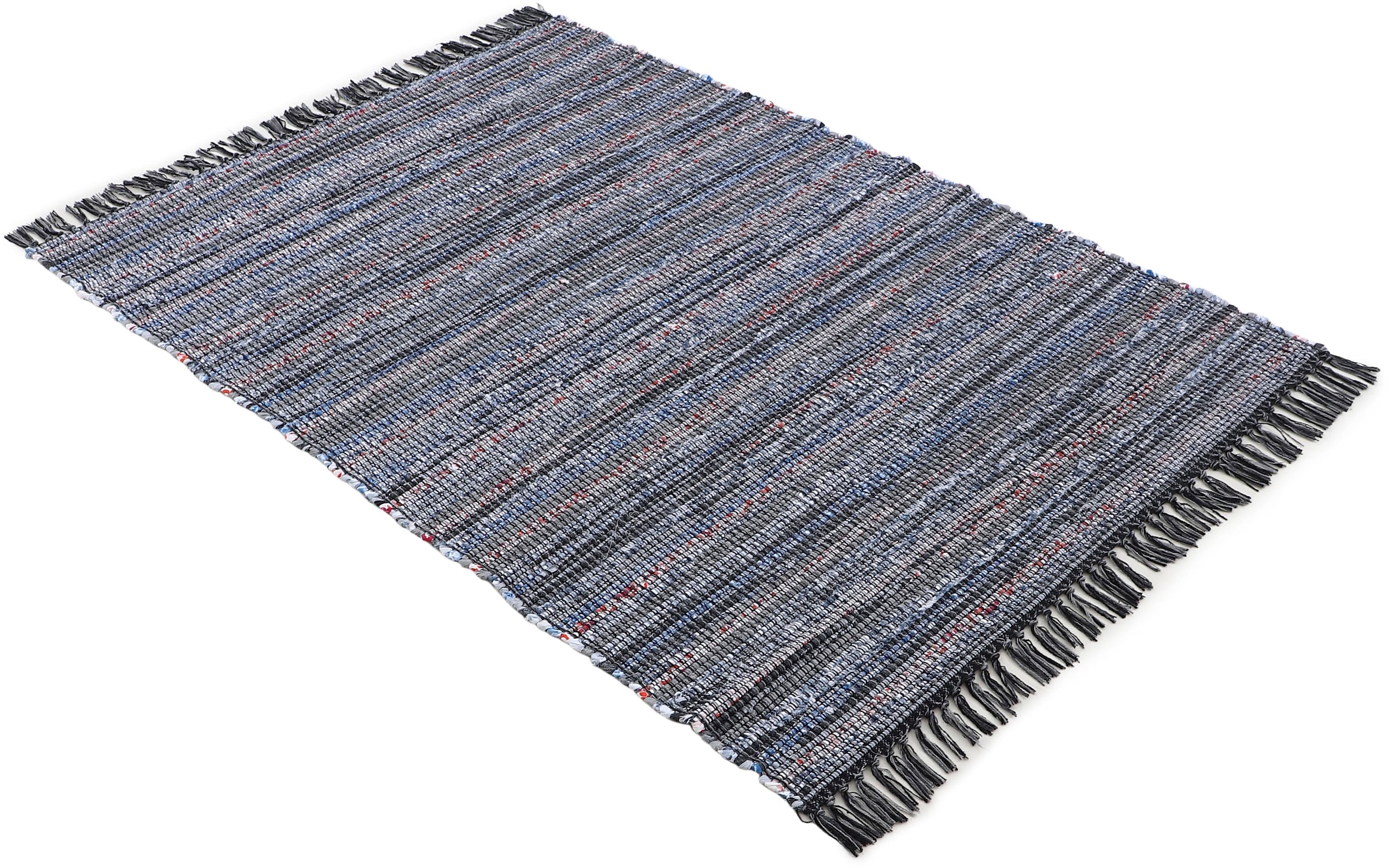 carpetfine Teppich »Kelim Chindi , Wendeteppich« rechteckig 6 mm Höhe handgewebt, Fleckerlteppich mit Fransen, auch vielen in Läufergrössen