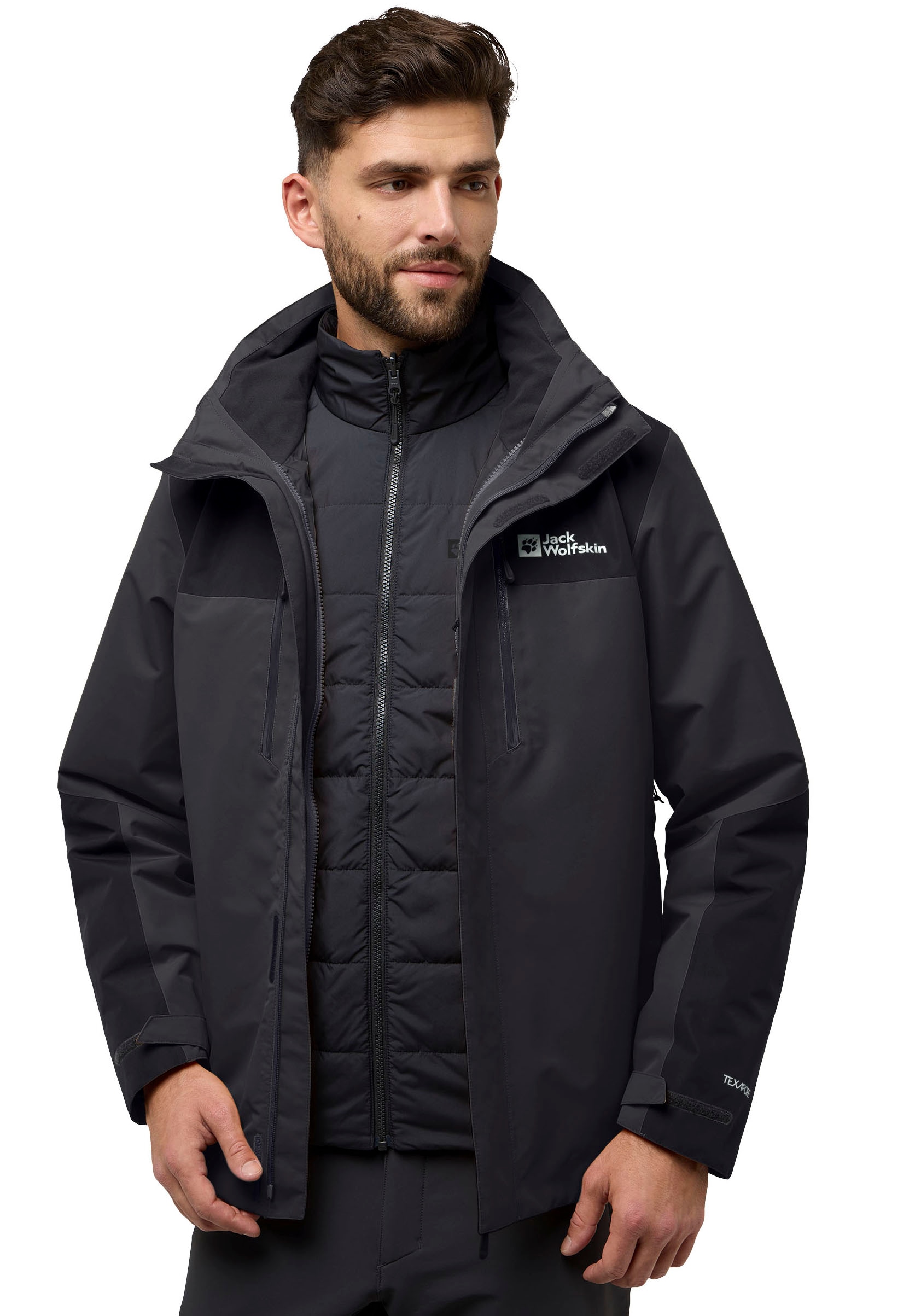 Image of Jack Wolfskin 3-in-1-Funktionsjacke "JASPER 3IN1 JKT M" mit Kapuze