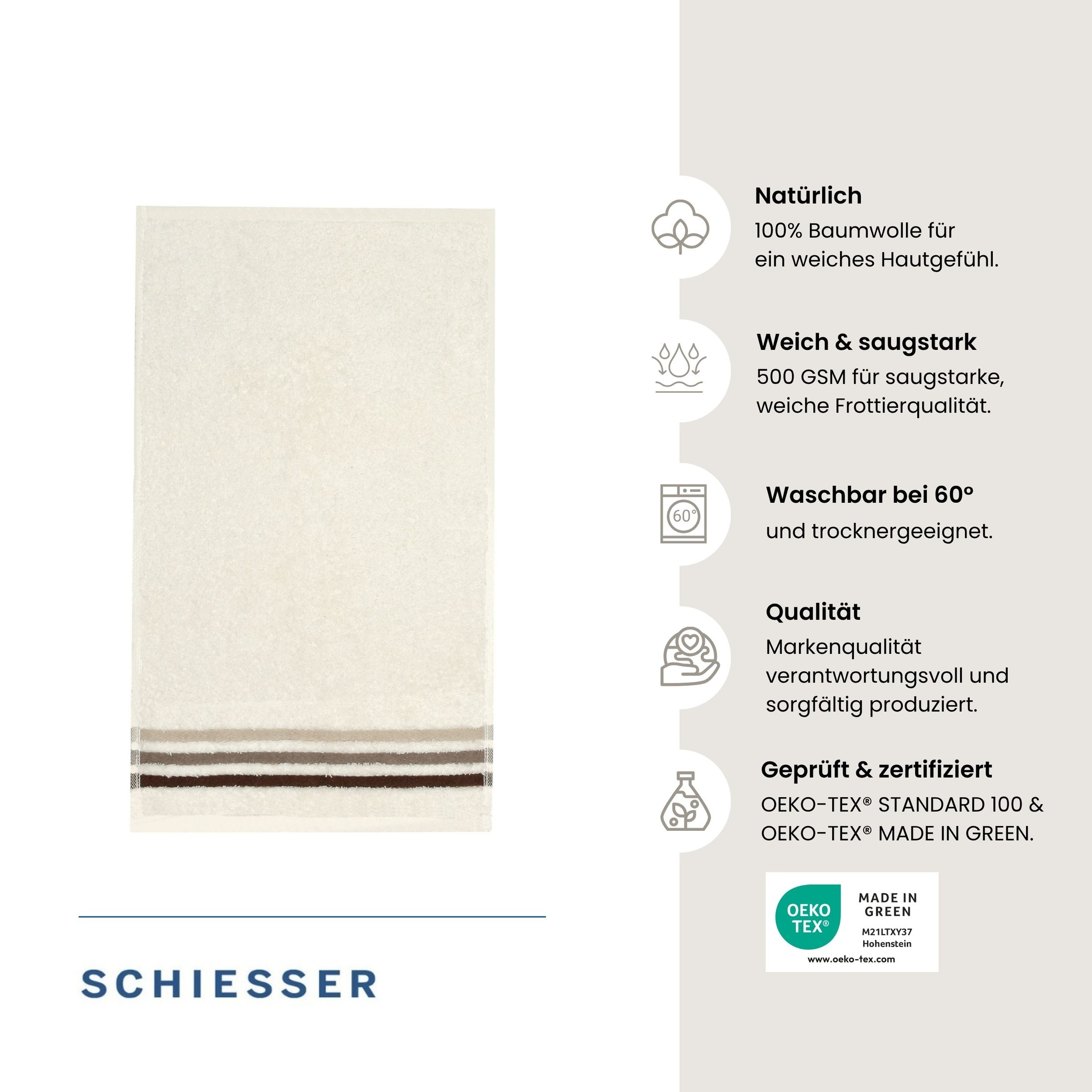 Schiesser Gaestehandtuecher »Skyline Color aus 100 % Baumwolle mit eleganter Streifenbordüre« MADE IN GREEN by OEKO-TEX®