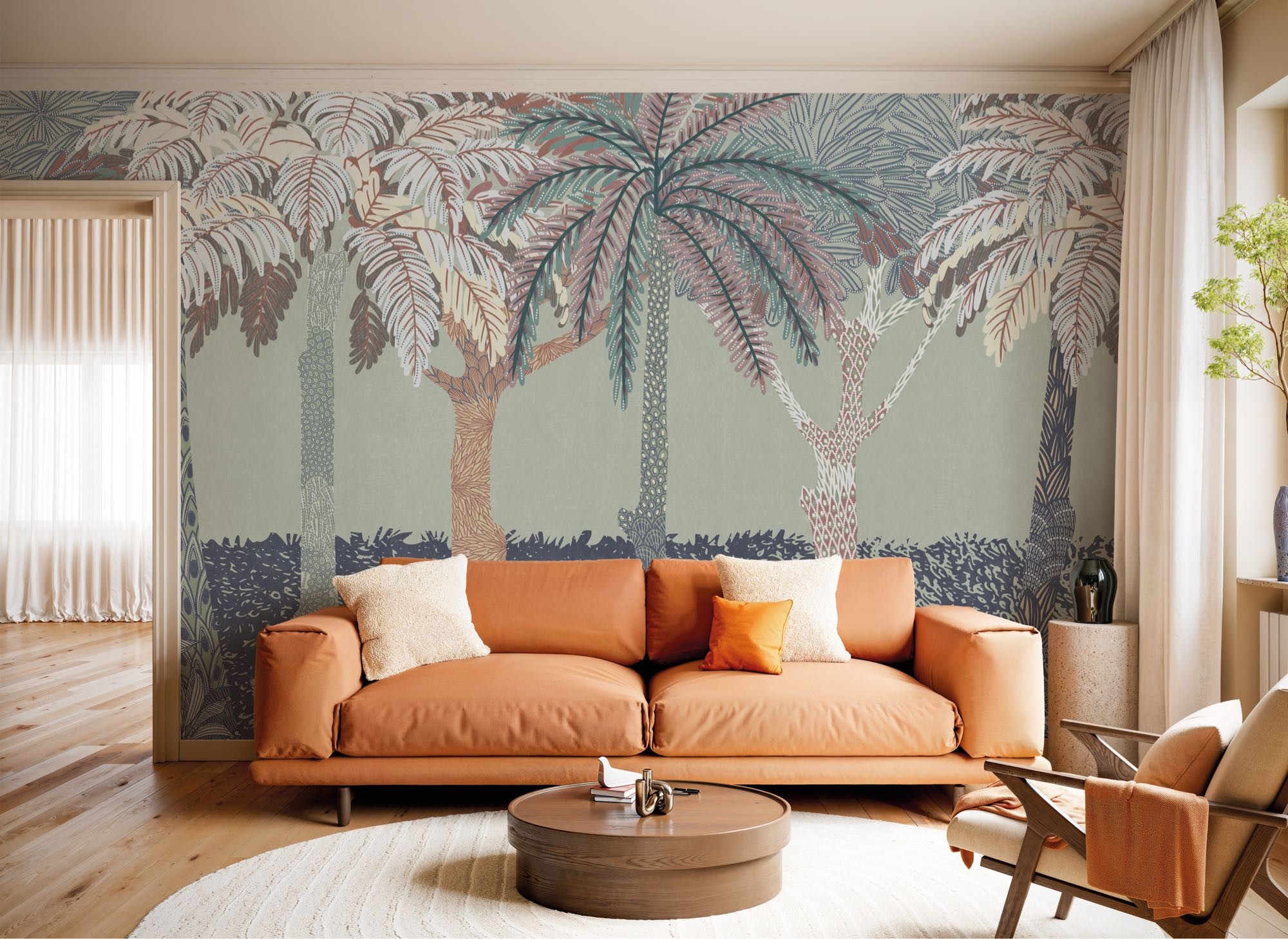 Komar Fototapete »Vlies Fototapete - Patterned Palms - Grösse 400 x 250 cm« Motiv | bedruckt glatt