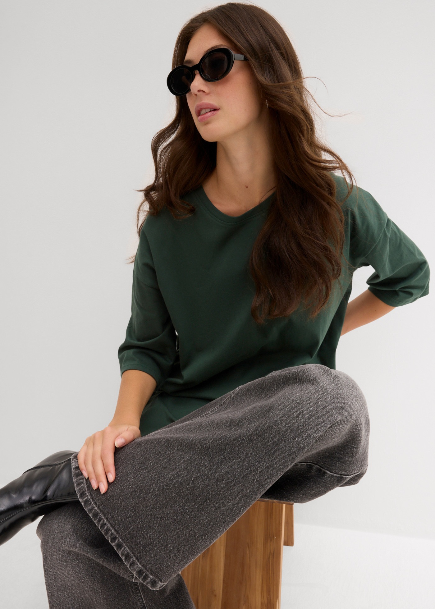 bonprix Oversize-Shirt mit Seitenschlitzen, aus Baumwolle