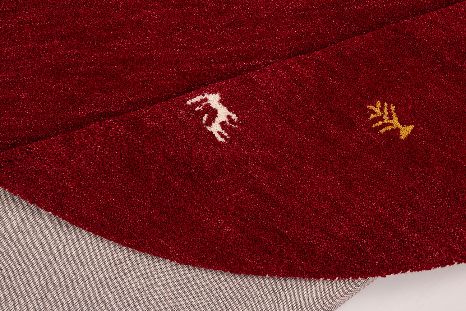 THEKO Wollteppich »Gabbeh Motiv, Handweb Teppich, Tiermotiv, reine Wolle, handgewebt«, rund, 14 mm Höhe, reine Wolle, handgewebt, Wohnzimmer, Schlafzimmer, Esszimmer