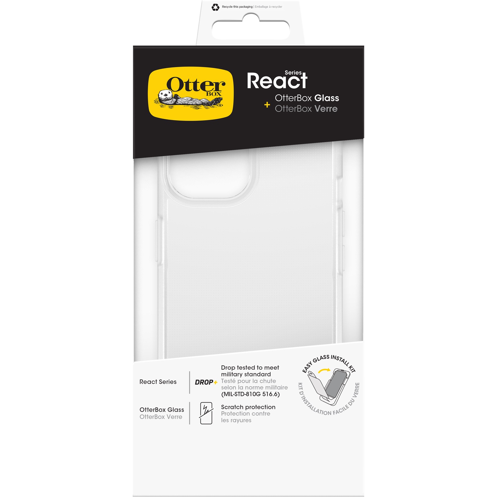 Image of Otterbox Backcover "React Hülle für iPhone 15, sturzsicher inkl. Schutzglas" Apple iPhone 15 ultraschlank, schützende Hülle, Getestet nach Militärstandard