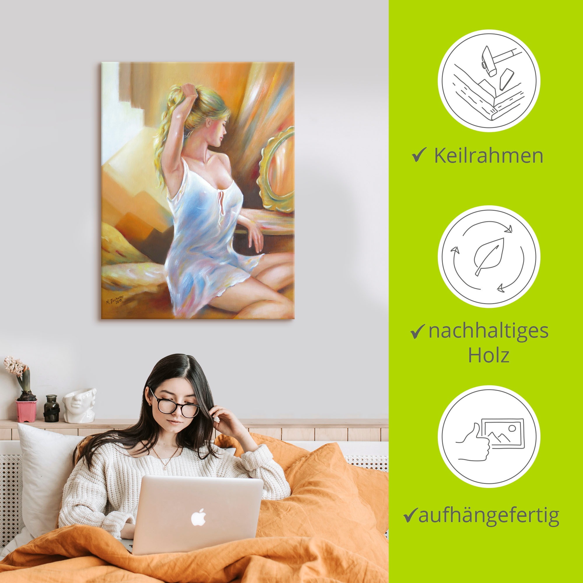 Artland Wandbild »Sexy Frau am Spiegel«, Erotische Bilder, (1 St.), als Leinwandbild, Poster in verschied. Grössen