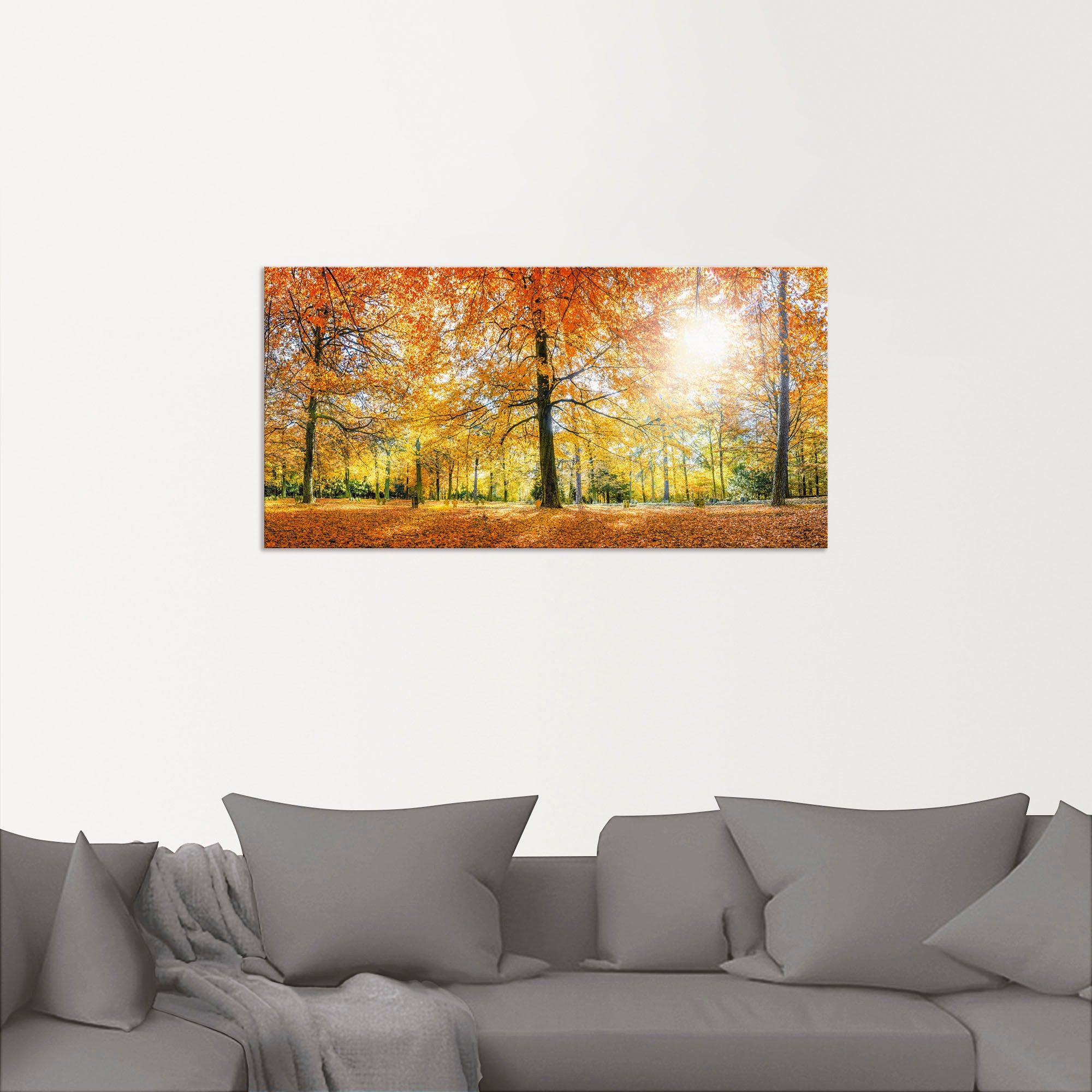 Image of Artland Wandbild »Herbstwald Panorama«, Wald, (1 St.), in vielen Grössen & Produktarten - Alubild / Outdoorbild für den Aussenbereich, Leinwandbild, Poster, Wandaufkleber / Wandtattoo auch für Badezimmer geeignet bei Ackermann Versand Schweiz