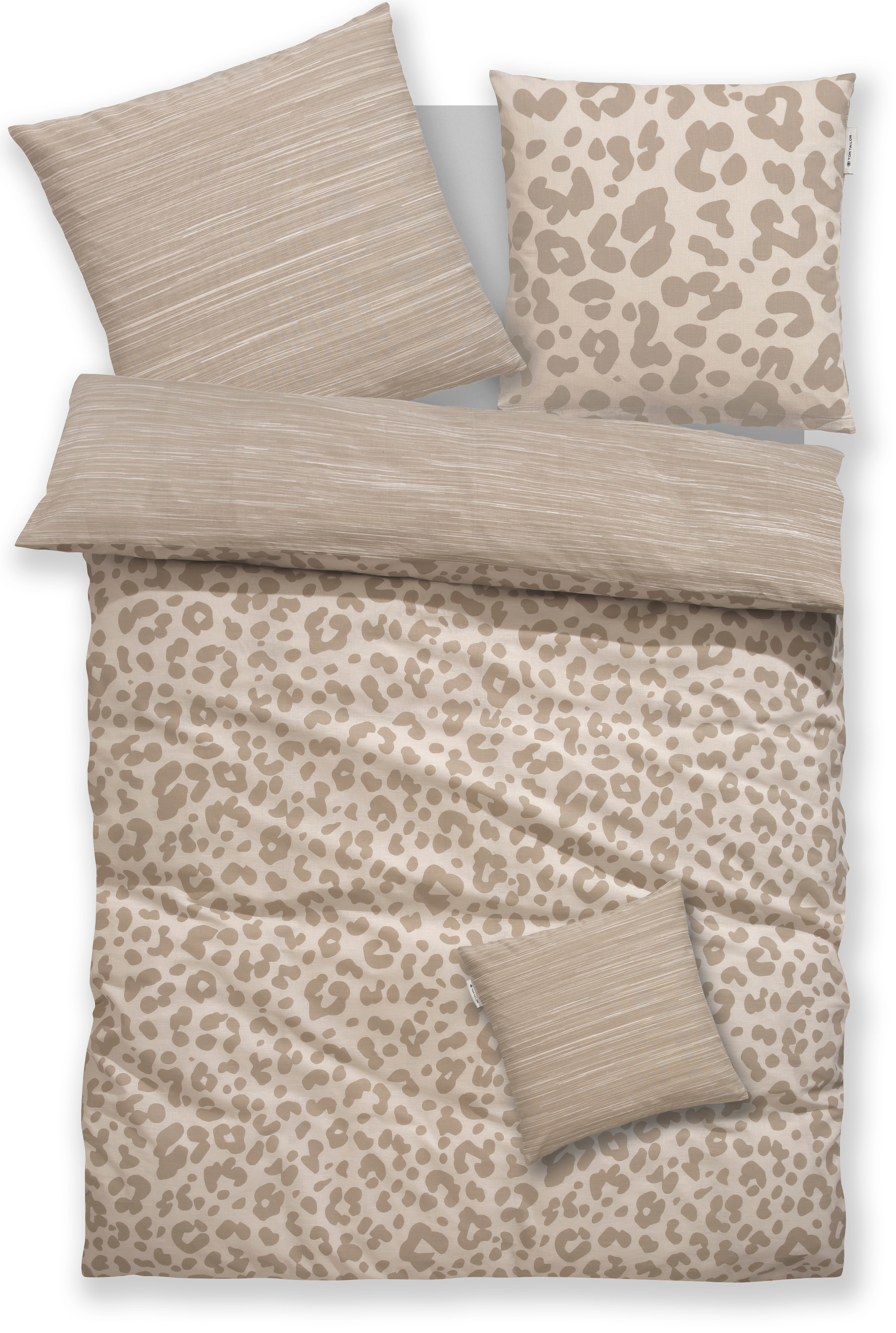 TOM TAILOR HOME Linge de lit »Ellja in Gr. 135x200 oder 155x220 cm, Leo Design, Bettwäsche-Set« 3 cuis 100% coton, imprimé animal, linge de lit de marque avec fermeture éclair