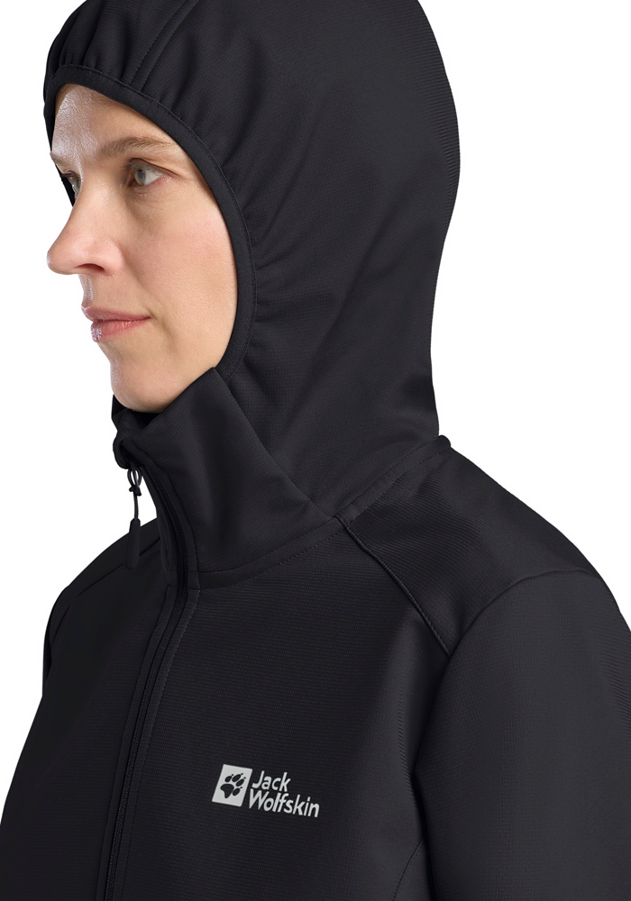 Jack Wolfskin Veste softshell »BORNBERG HOODY W« mit Kapuze für vielseitige Outdoor-Aktivitäten, mit fester Kapuze, atmungsaktiv