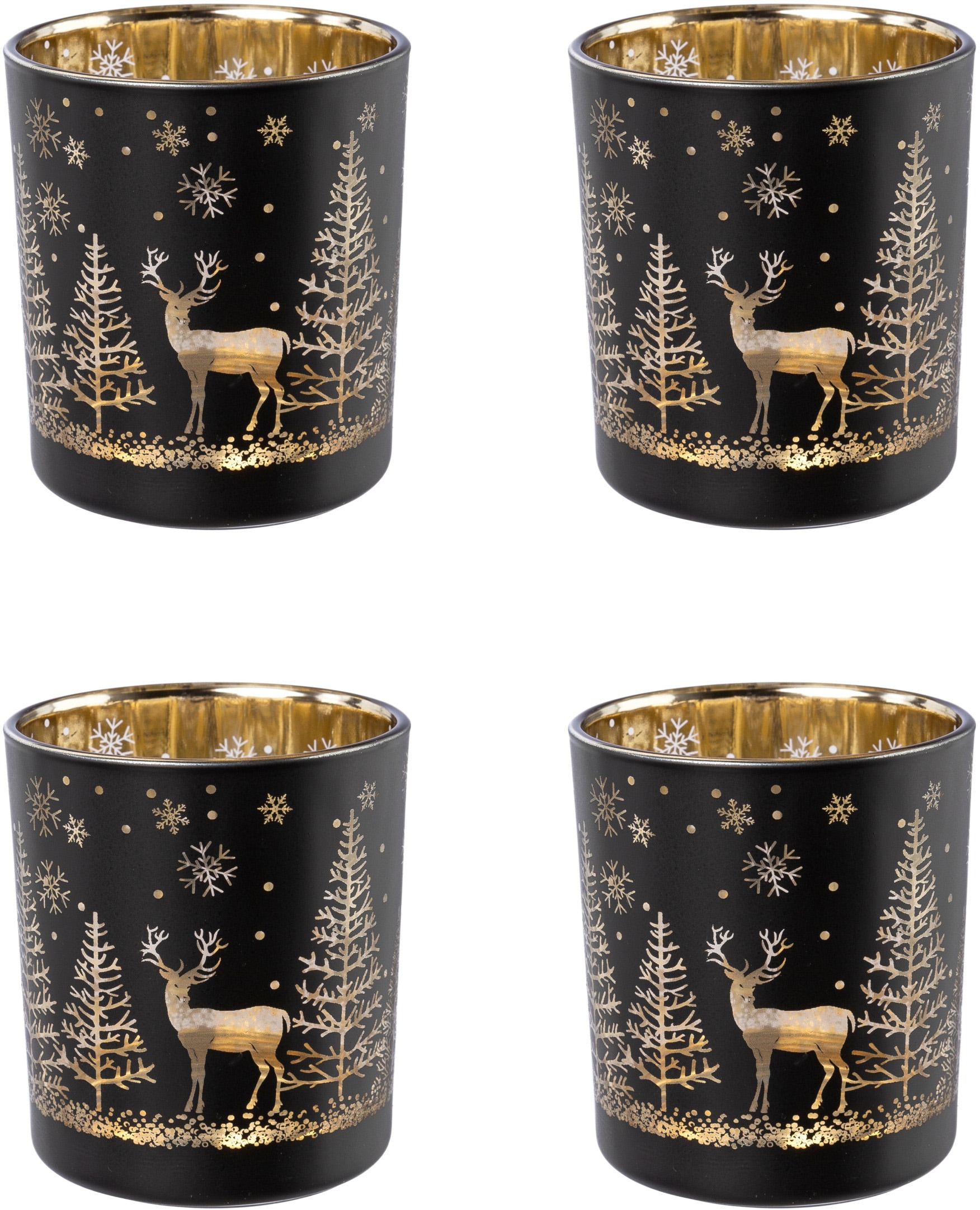Creativ deco Teelichthalter »Weihnachtsdeko«, (4 St.), mit goldfarbener Innenseite