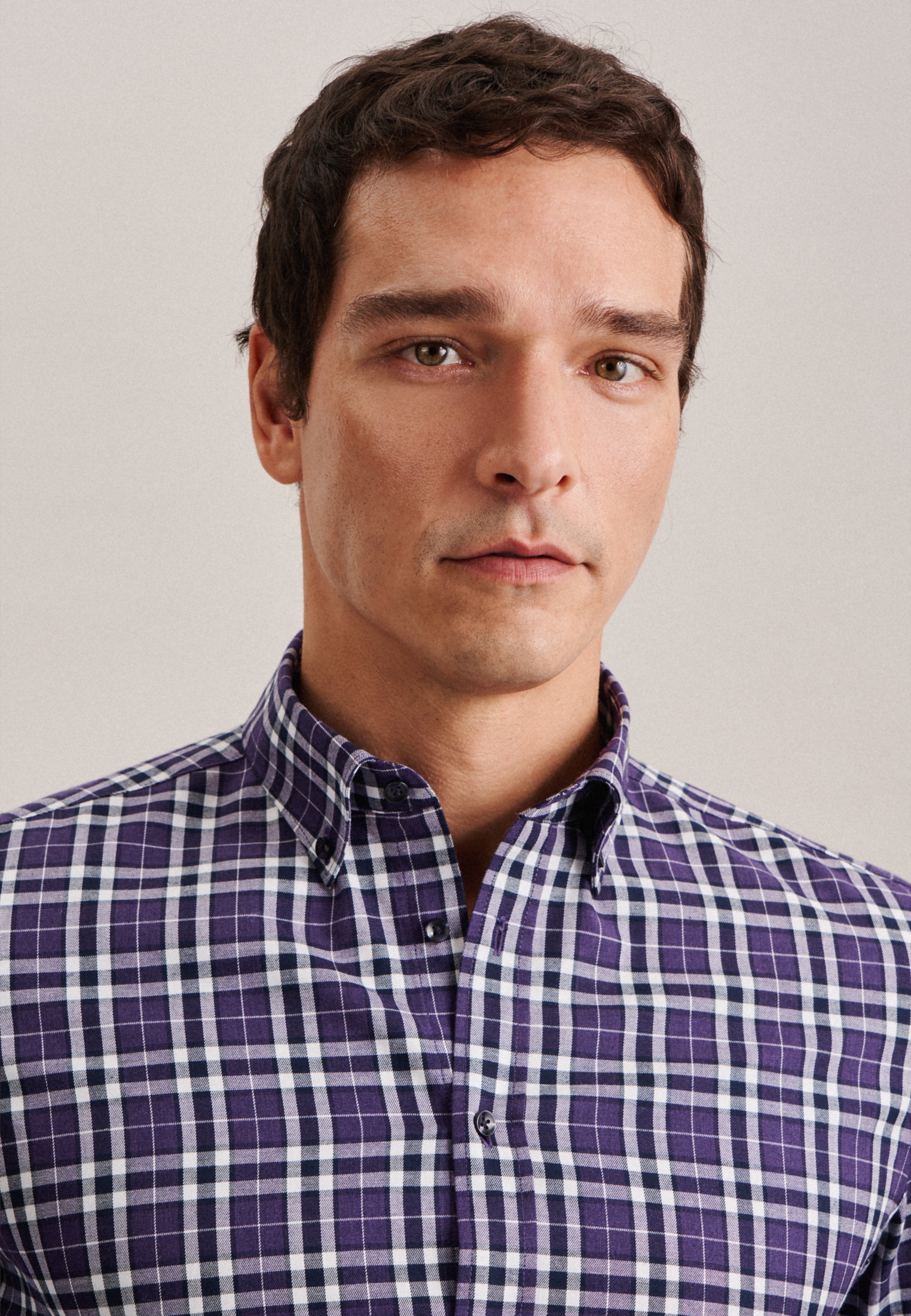 seidensticker Flanellhemd »Slim«, Slim Langarm Button-Down-Kragen Karo
