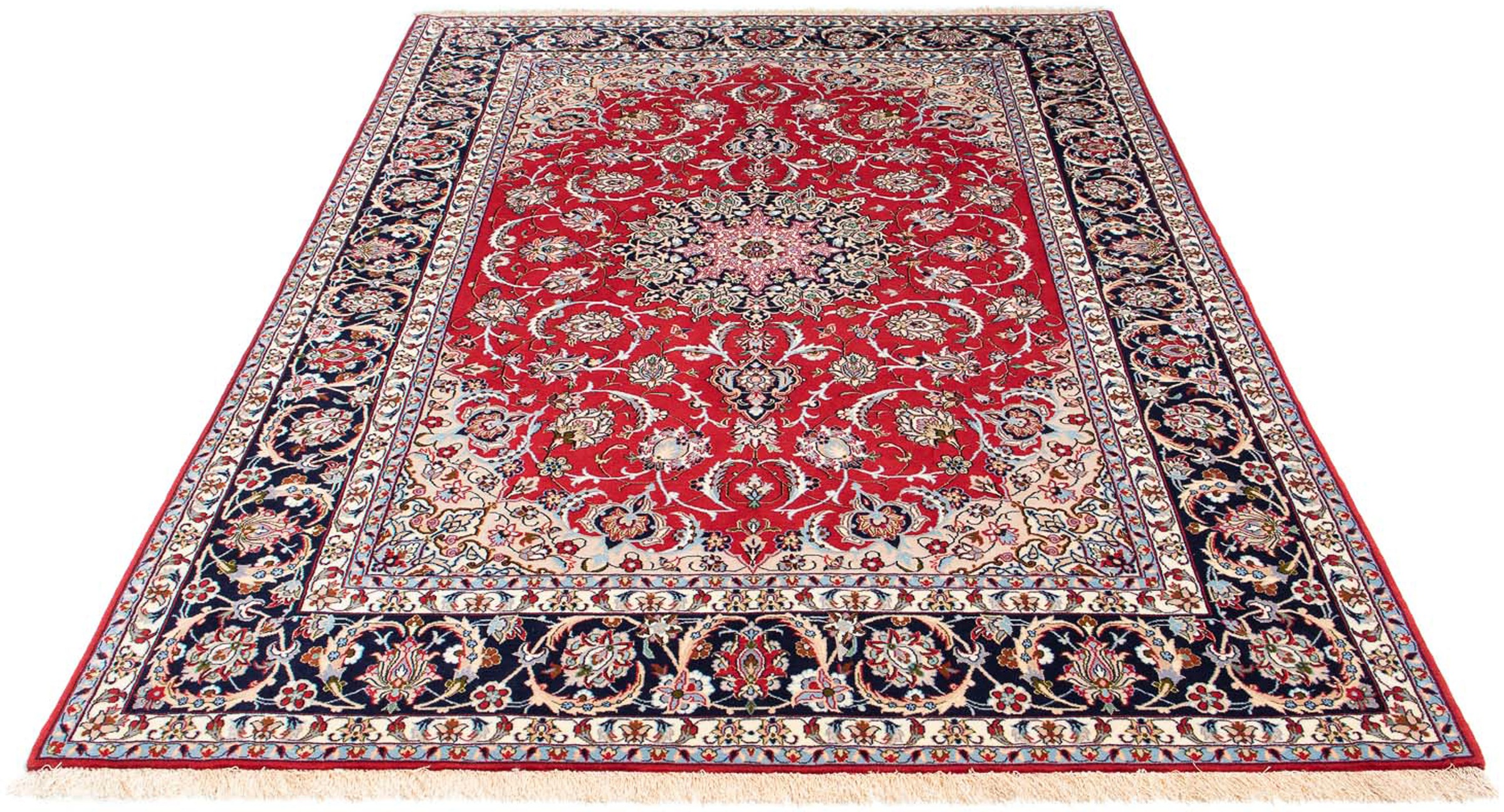 Image of morgenland Orientteppich »Perser - Isfahan - Premium - 233 x 159 cm - rot«, rechteckig, 6 mm Höhe, Wohnzimmer, Handgeknüpft, Einzelstück mit Zertifikat bei Ackermann Versand Schweiz
