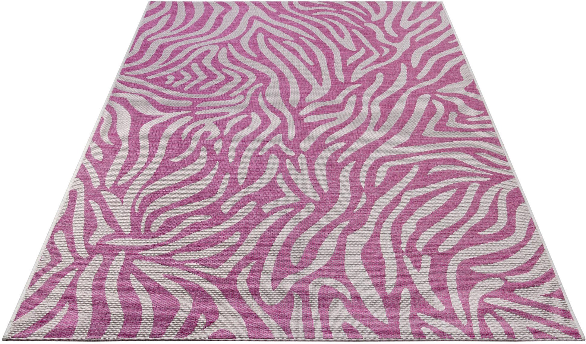 Image of NORTHRUGS Teppich »Cebra«, rechteckig, 4 mm Höhe, Flachgewebe In und Outdoor geeignet, Zebra Design, gekettelt, Wohnzimmer, Balkon, Terrasse, Garten, Robust, Pflegeleicht bei Ackermann Versand Schweiz