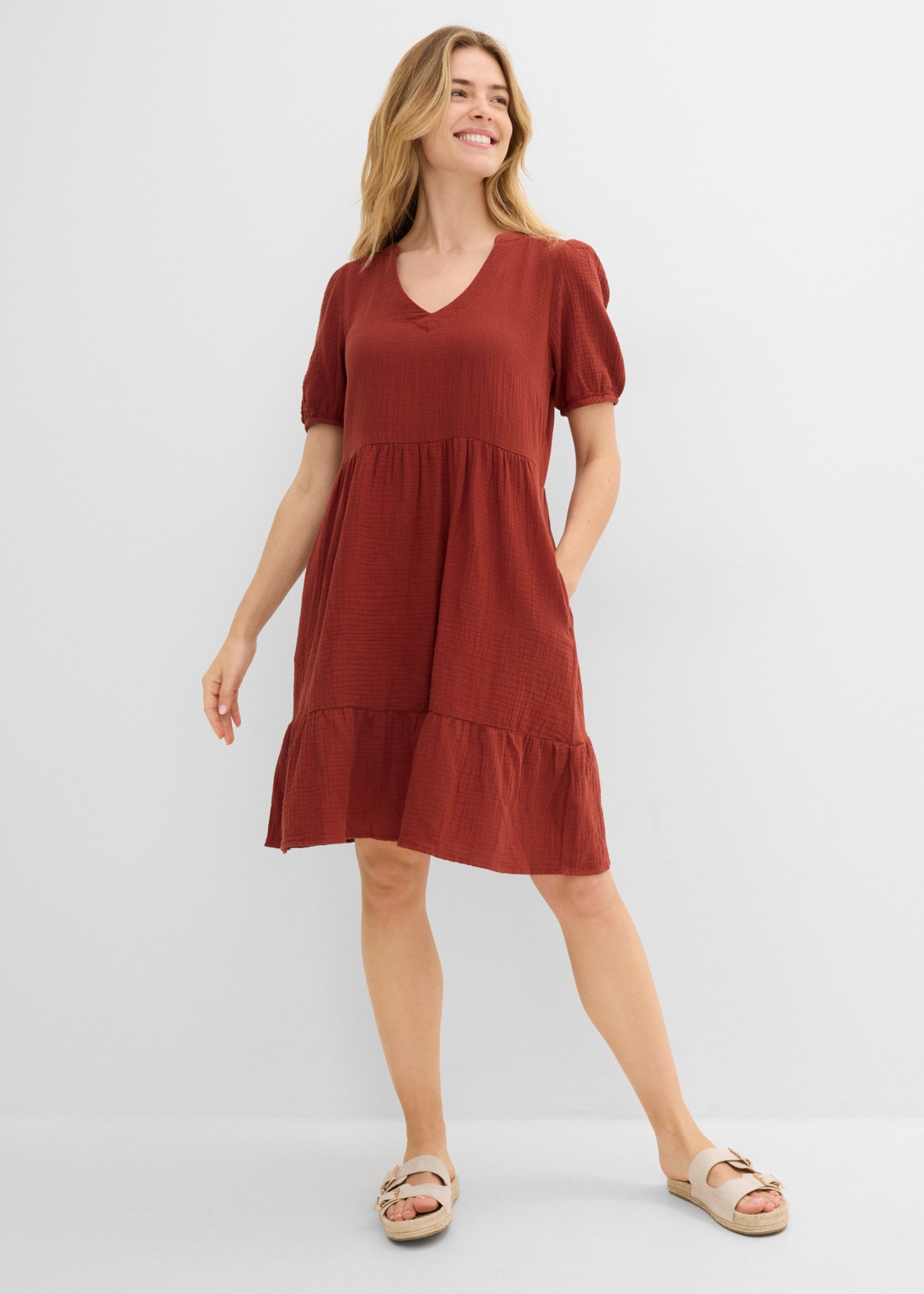 bonprix Robe en sweat für entspannten Look, Oversized-Kleid, aus Musselin, aus Baumwolle