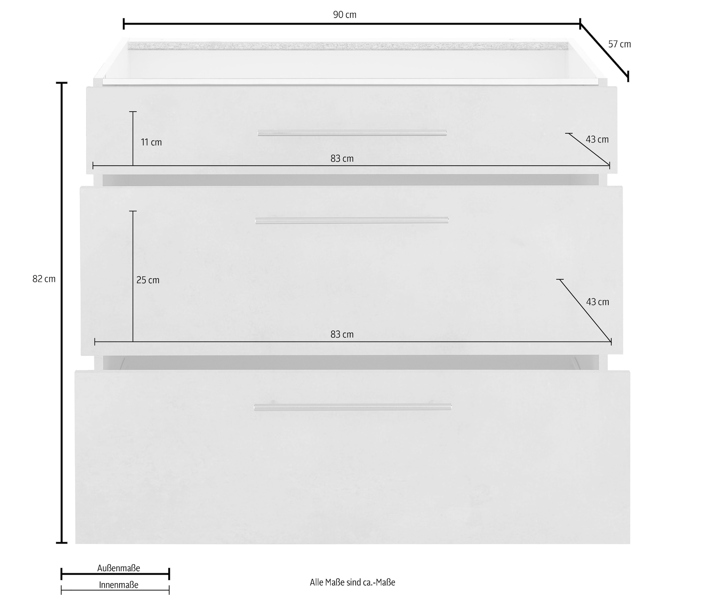 wiho Küchen Armoire basse »Flexi2« largeur 90 cm