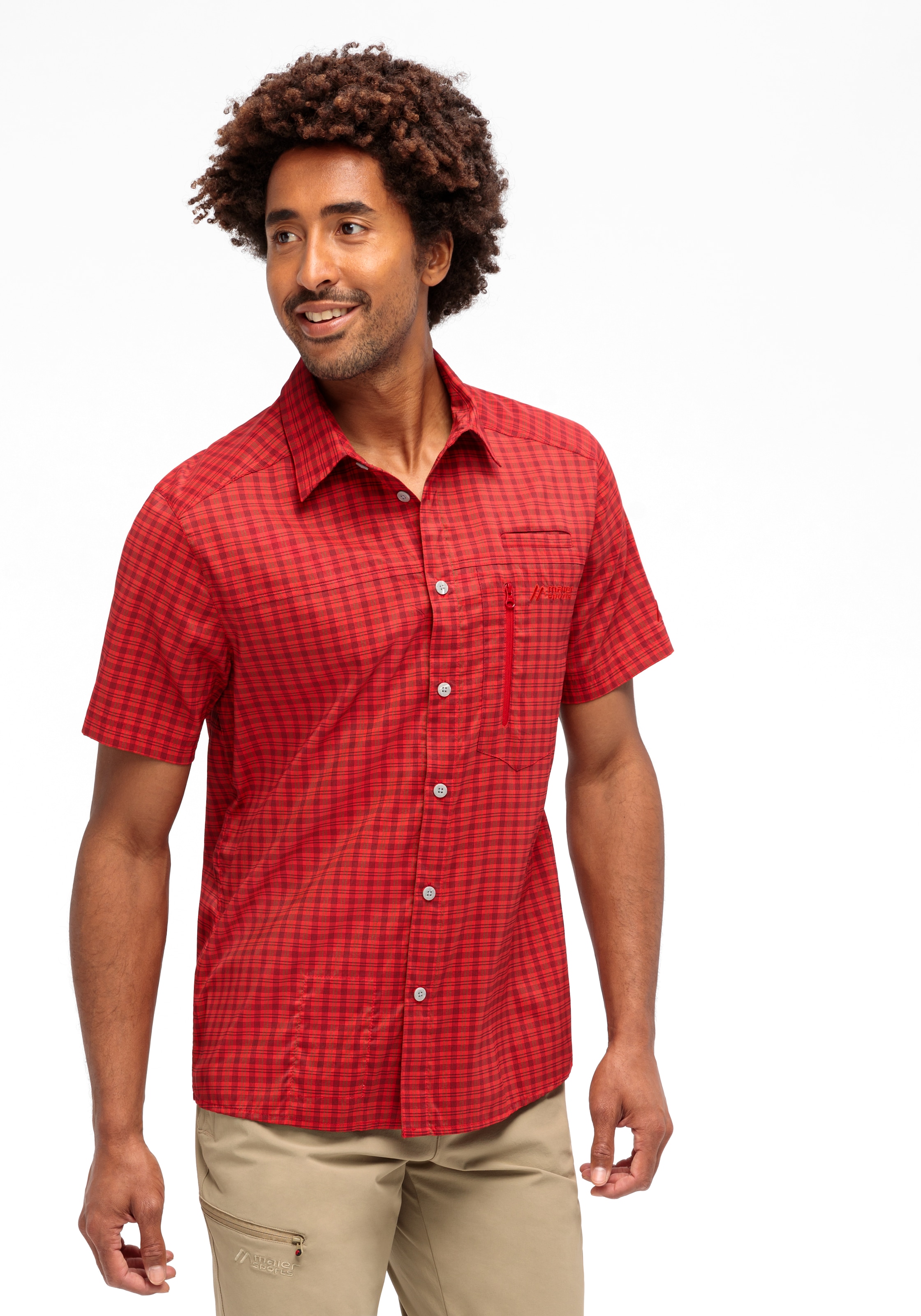Image of Maier Sports Funktionshemd "Mats S/S" Herren Hemd kurzarm, karriertes Freizeithemd, Kurzarmhemd, Regular Fit