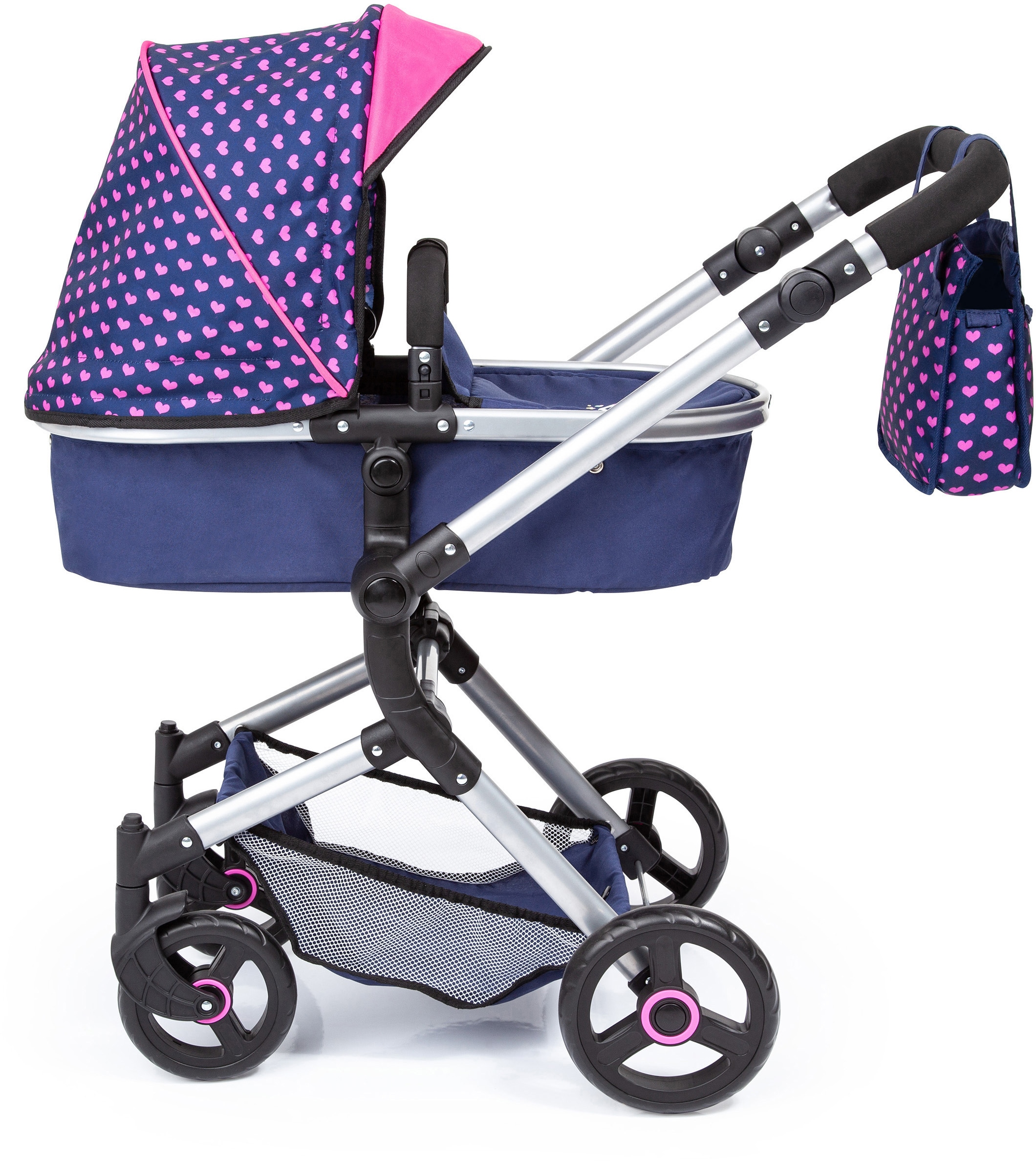 Bayer Kombi-Puppenwagen »Vario, Blau/Pink«, inkl. Wickeltasche