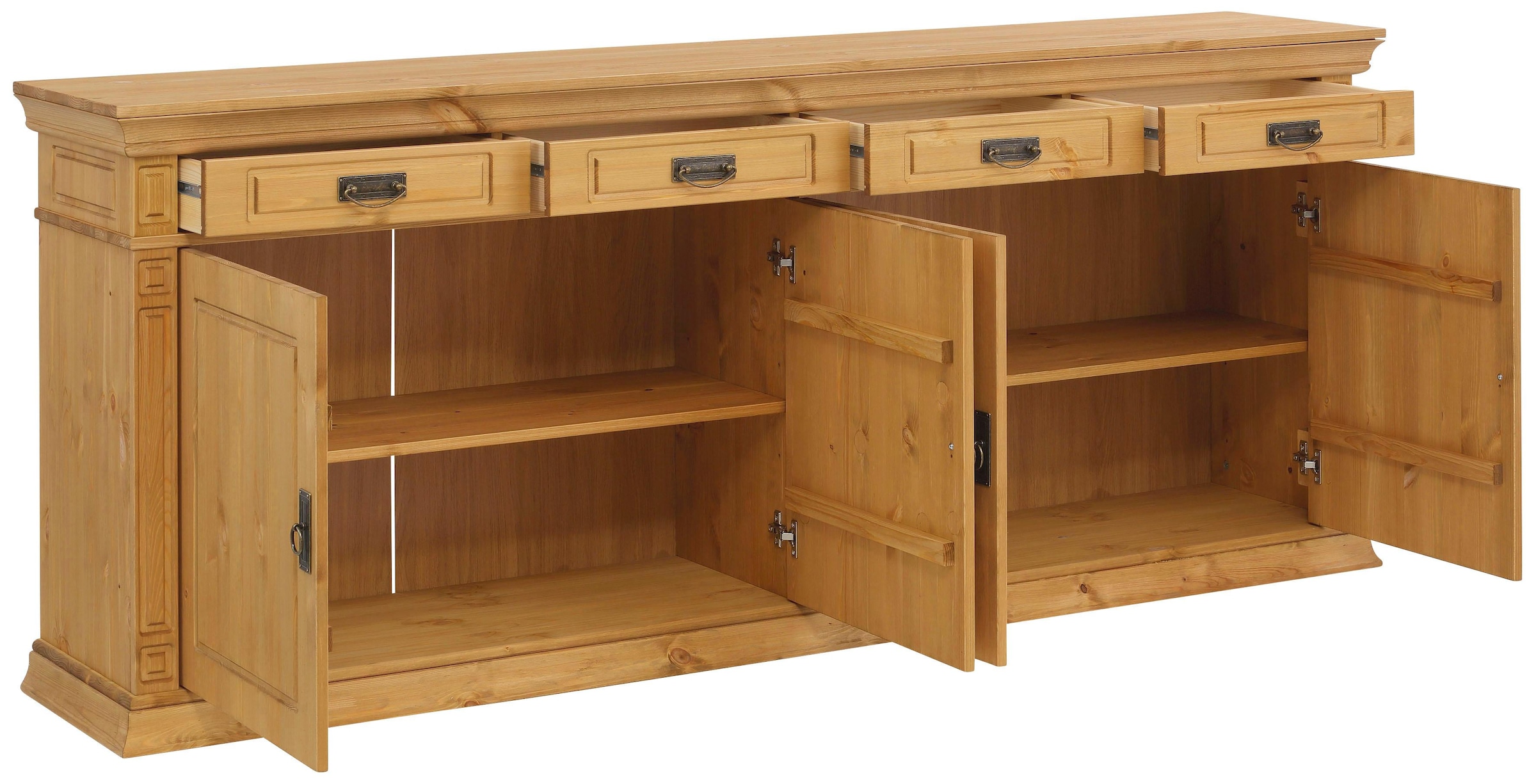 Sideboard Kommode im klassischen Landhausstil, Breite 202 cm
