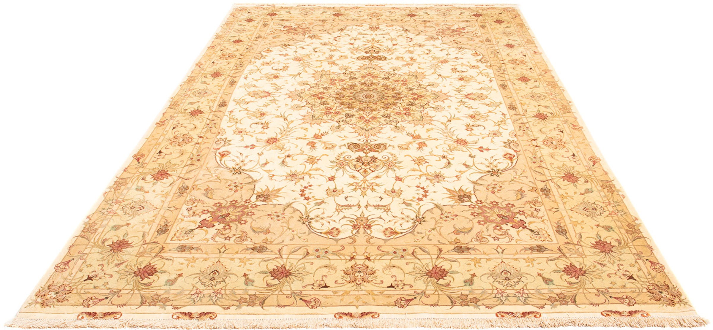 Image of morgenland Orientteppich »Perser - Täbriz - Royal - 302 x 198 cm - beige«, rechteckig, 7 mm Höhe, Wohnzimmer, Handgeknüpft, Einzelstück mit Zertifikat bei Ackermann Versand Schweiz
