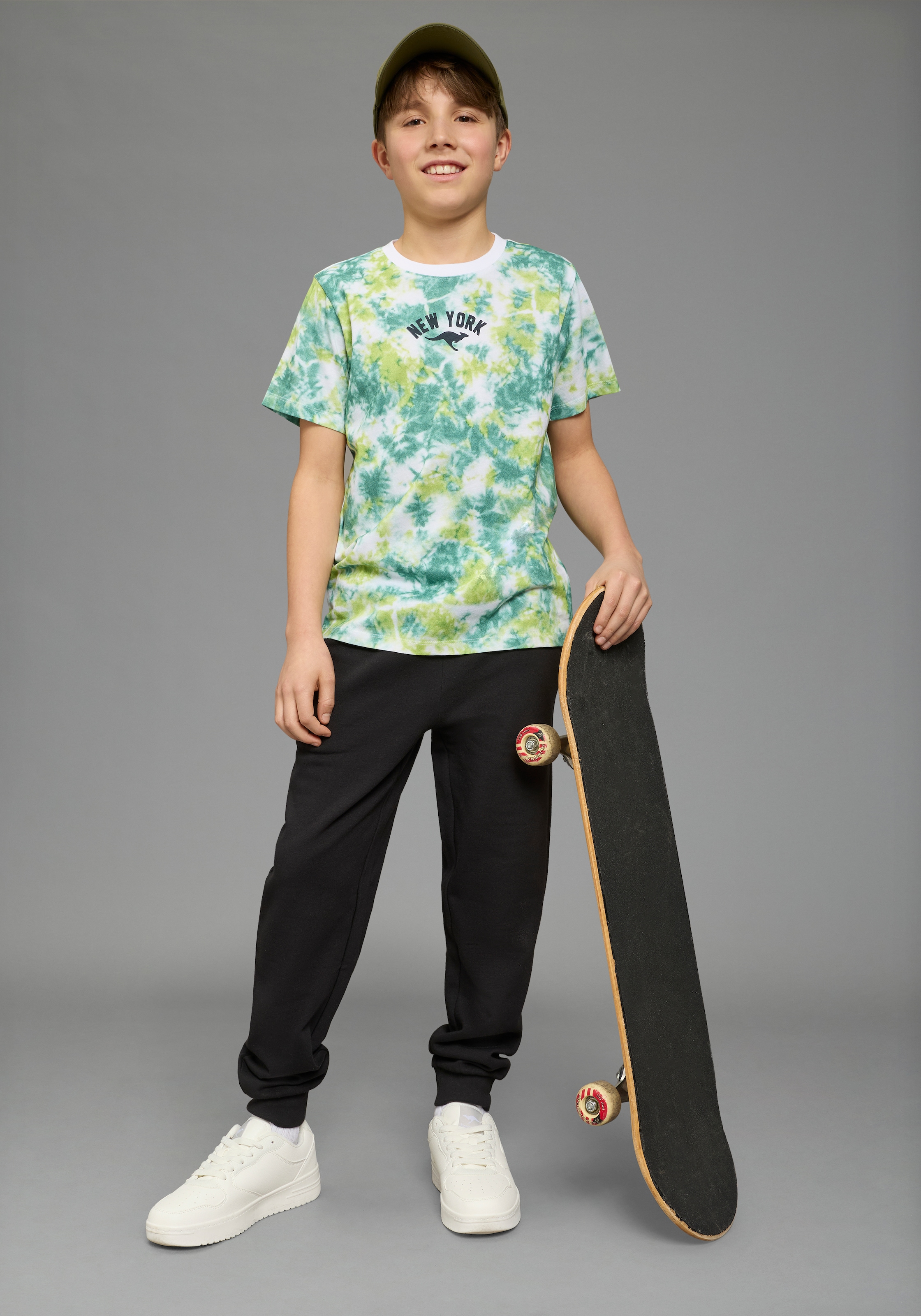 KangaROOS T-shirt »Kangaroos T-Shirt Batik-Optik« Basic Passform, Kurzarm, mit Batikmuster und Allover-Druck