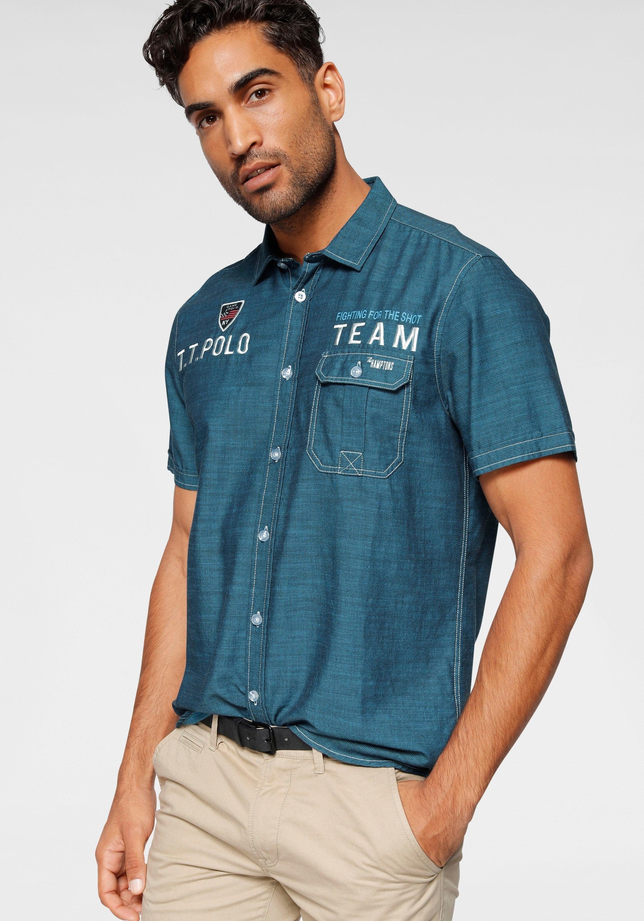 Image of TOM TAILOR Polo Team Kurzarmhemd, mit Stickerei/ Print und Badge auf der Brust bei Ackermann Versand Schweiz