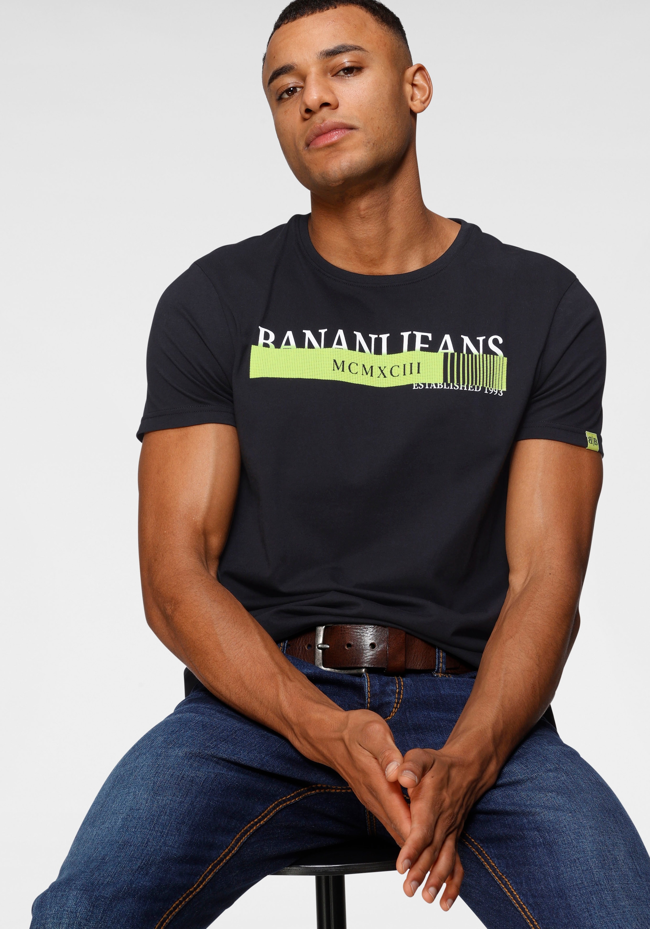 Image of Bruno Banani T-Shirt kurze Ärmel, schmale Passform, bedruckt, Rundhalsausschnitt