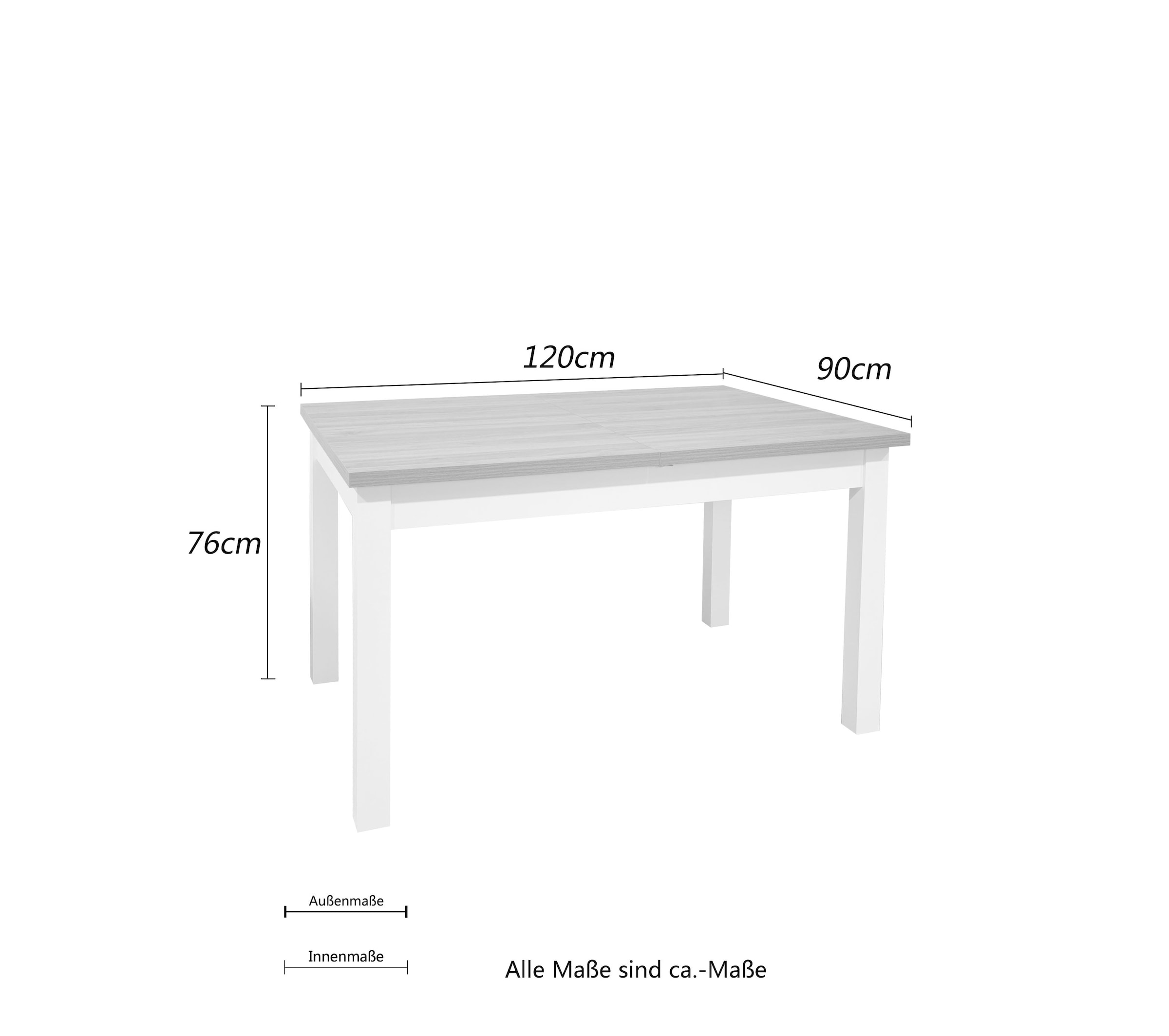 GOODproduct Esstisch »Ismund« aus Melamin und MDF Holz, Auszugsfunktion, Breite 120 oder 160 cm