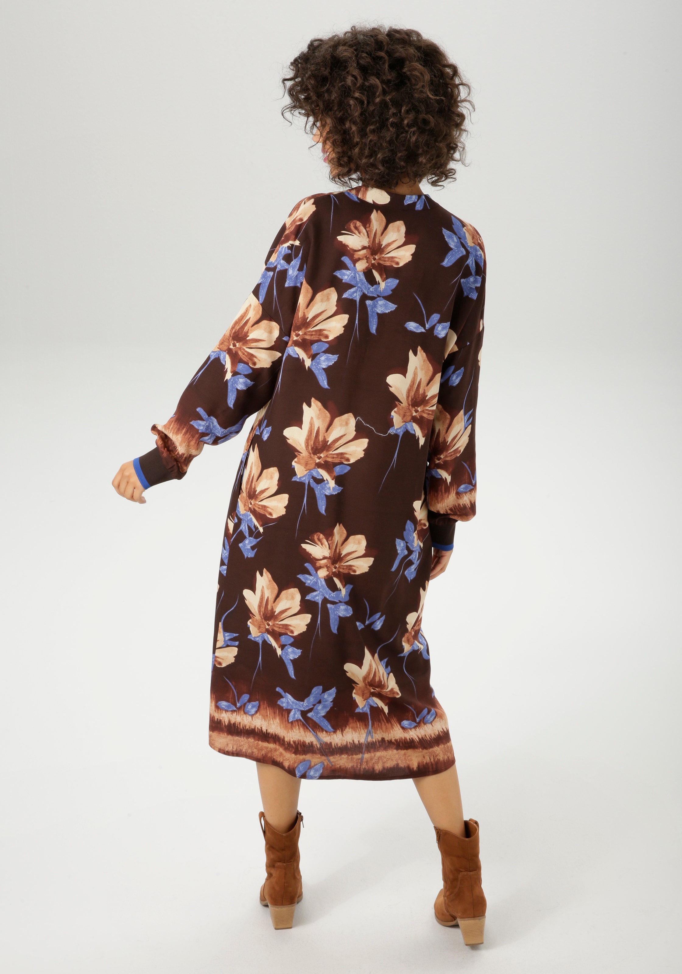 Aniston CASUAL Blusenkleid, mit grossflächigem Blumendruck und Bordüre - NEUE KOLLEKTION