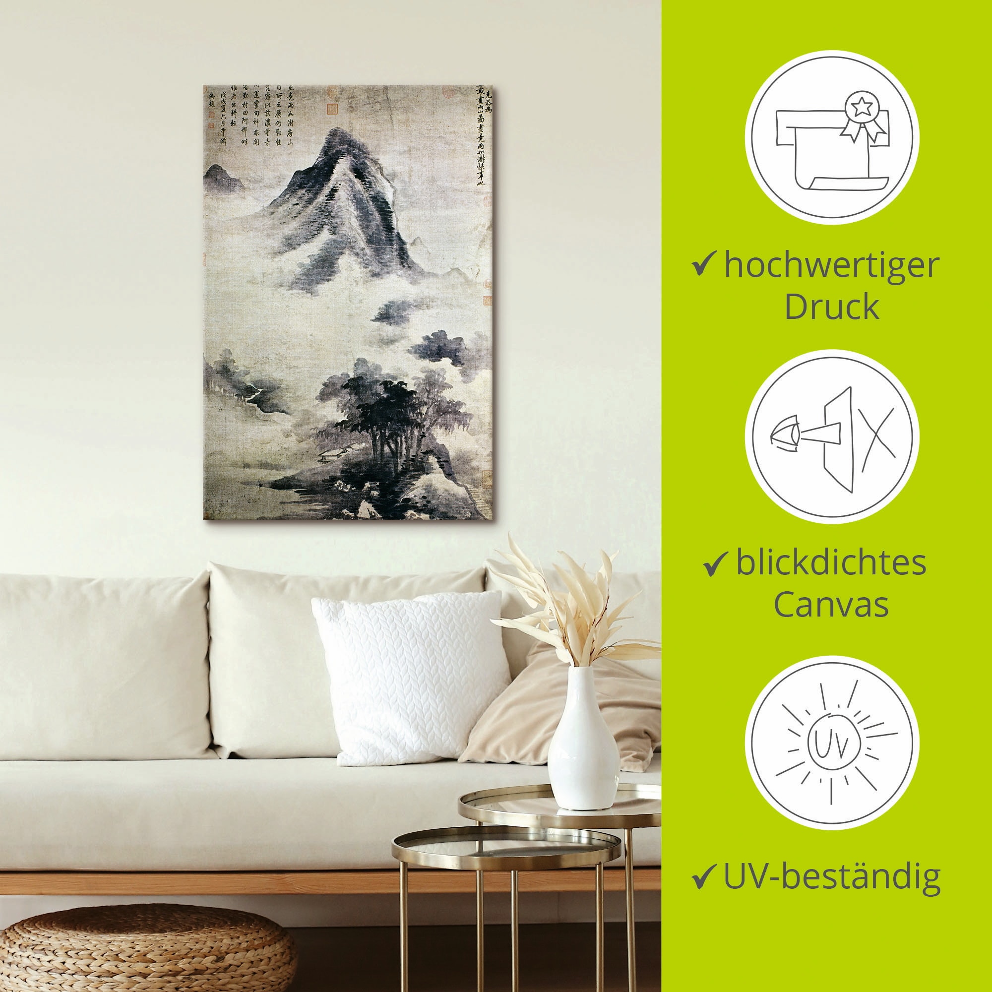 Artland Tableau sur toile »Landschaft nach dem Regen, 13.-14.JH« 1 cuis tlg. auf Holzrahmen gespannt