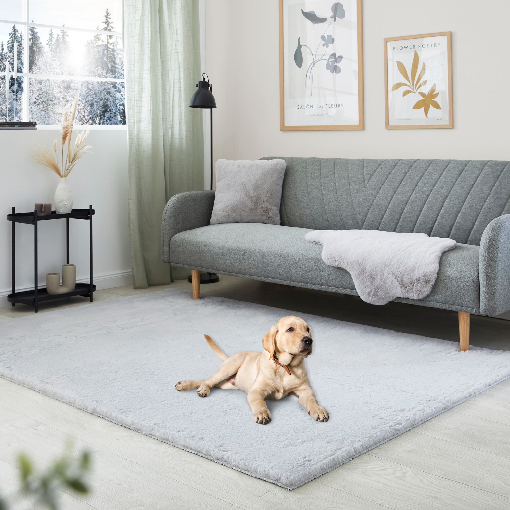 Image of GOODproduct Hochflor-Teppich "Lugano" rechteckig 30 mm Höhe Kunstfell, Uni Farben, sehr weich & kuschelig