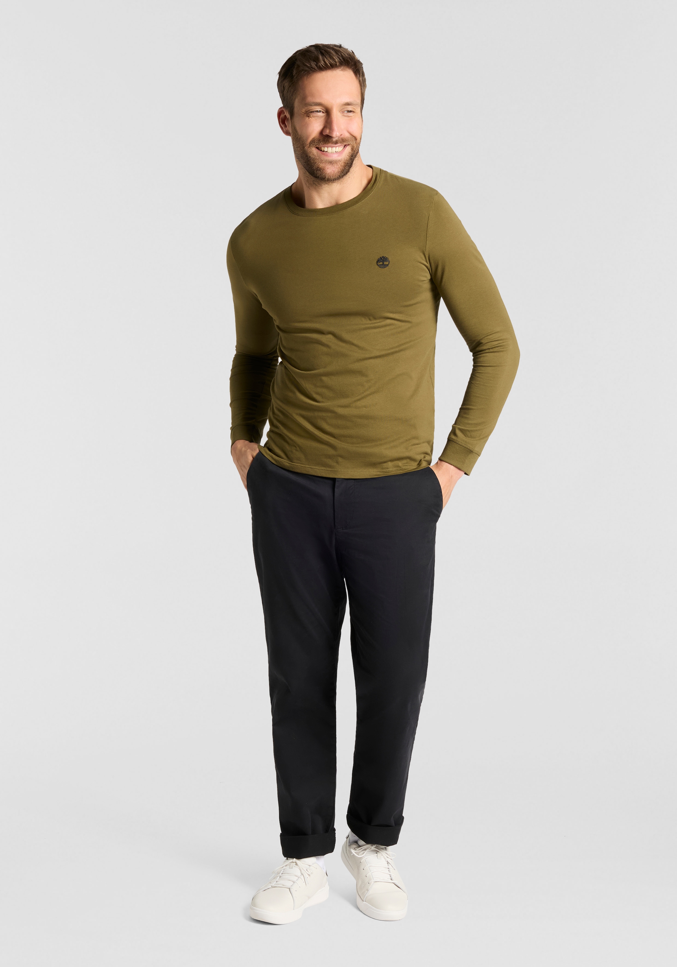 Timberland Langarmshirt »DUNSTAN RIVER Long Sleeve Tee« 1 Stk. mit Logostickerei, Rundhalsausschnitt, aus Baumwolle, pflegeleicht