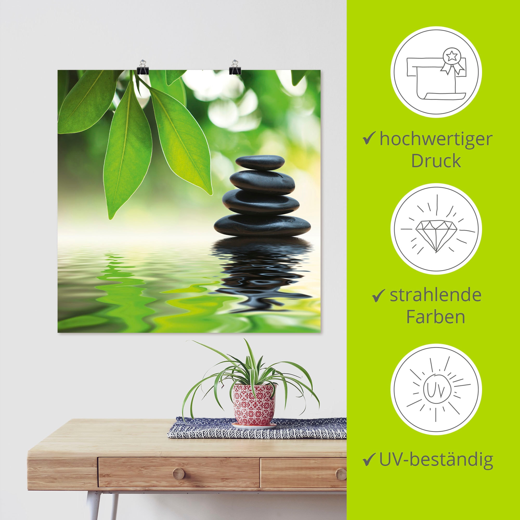 Artland Wandbild »Zen Steinpyramide auf Wasseroberfläche« Zen 1 Stk. tlg. als Leinwandbild, Poster, Wandaufkleber in verschied. Grössen