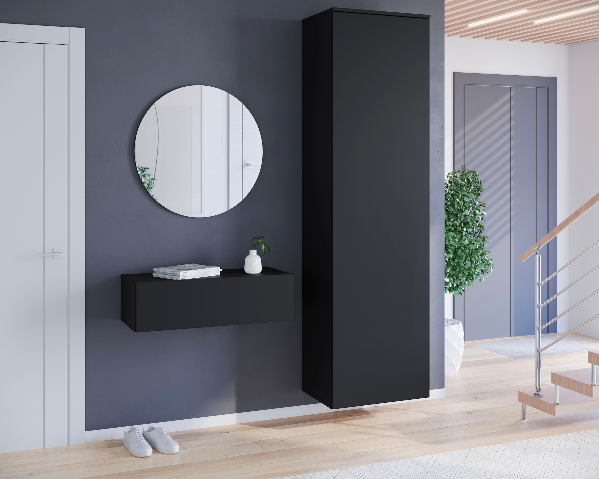 GOODproduct Schuhschrank »Paris, stehend oder hängend montierbar, Türanschlag wechselbar« moderne Garderobenschrank Höhe 180cm, 6 geräumiger Fächer