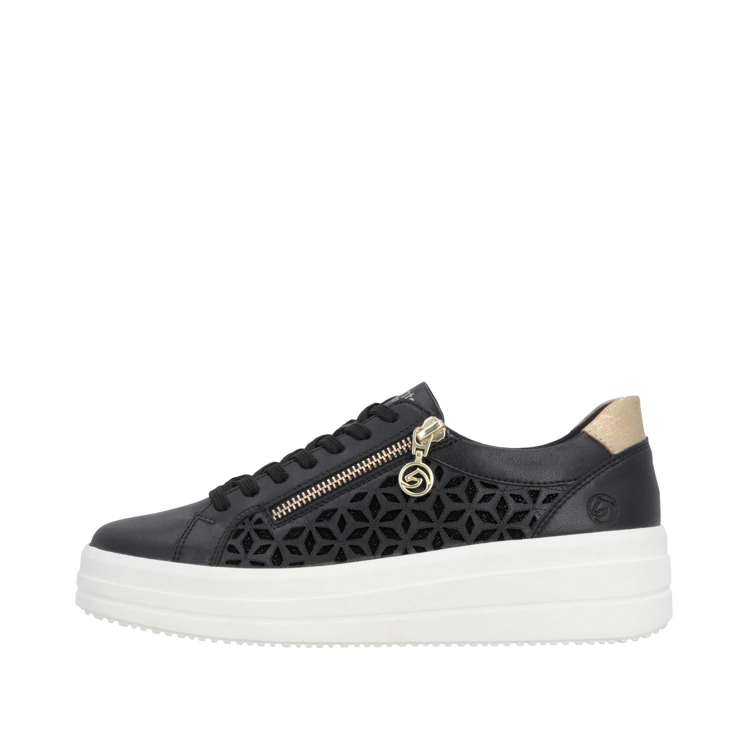 Remonte Baskets à plateforme  chaussure basse, à lacets, avec perforations et fermeture éclair latérale