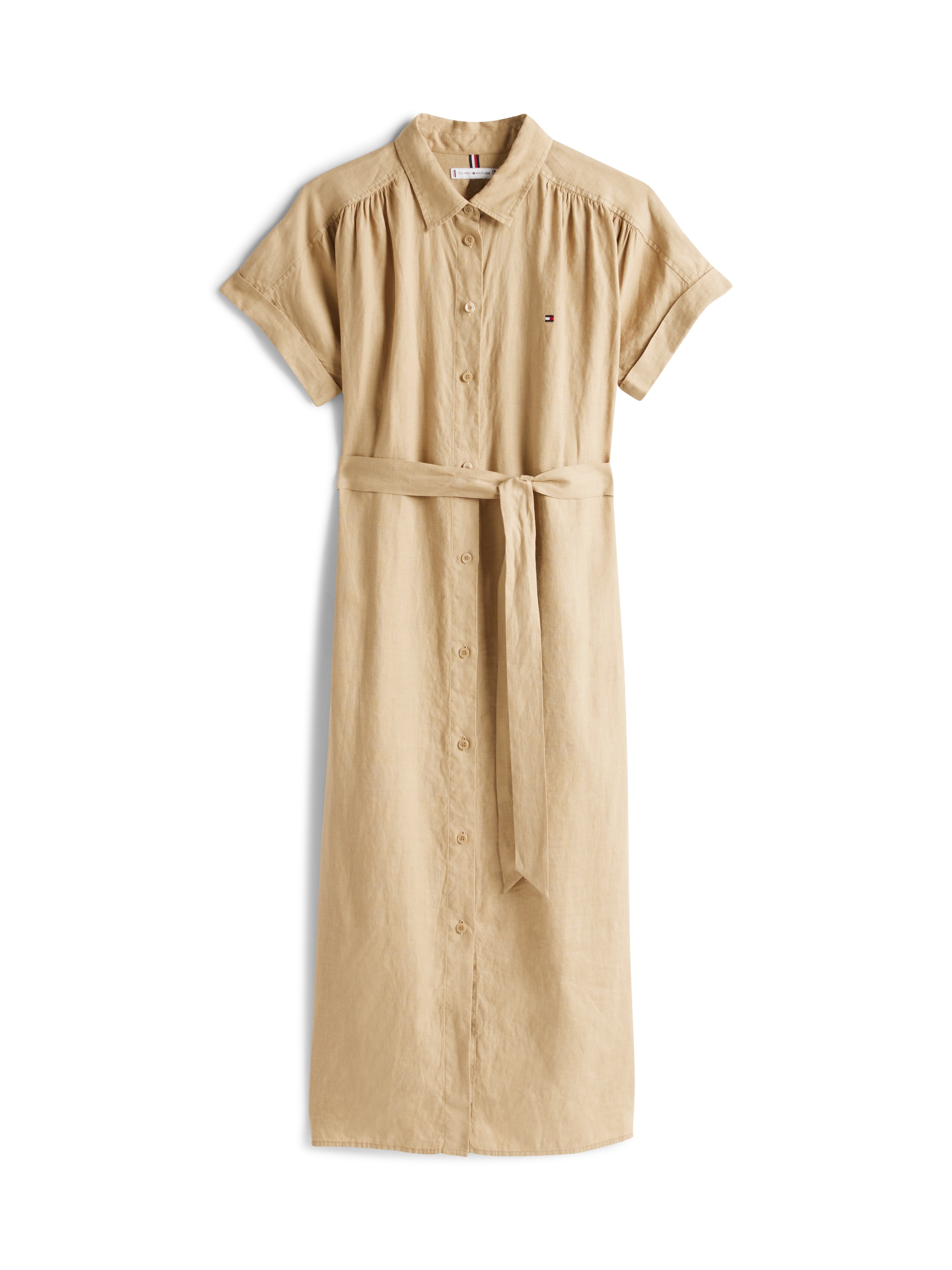 Tommy Hilfiger Hemdblusenkleid »ESS LINEN BELTED S/S MIDI DRESS«, mit Gürtel, mit Ärmelaufschlag,kühlendes Premium Leinen