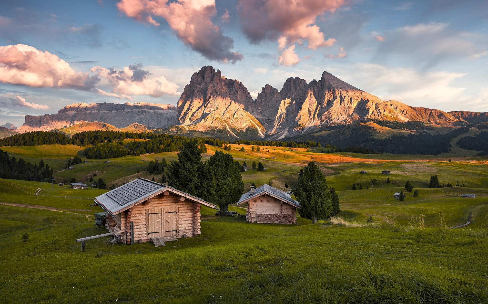 Image of Komar Vliestapete "Digitaldruck Vlies - Dolomitentraum - Grösse 450 x 280 cm" bedruckt glatt Wohnzimmer, Schlafzimmer