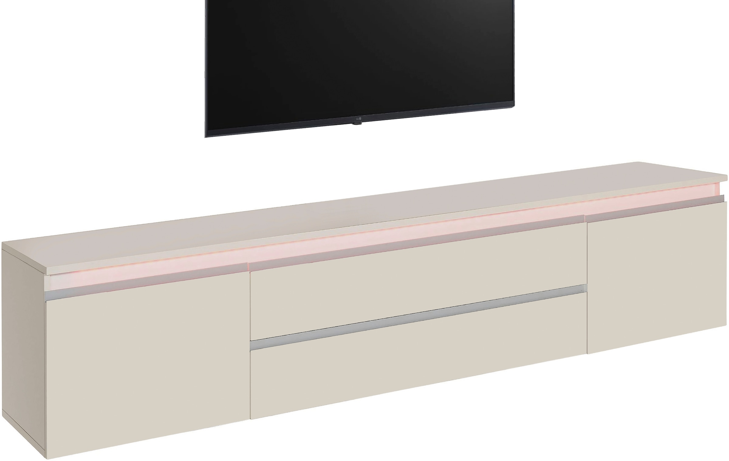 Image of Home affaire Lowboard "Magic,Lowboard,TV-Kommode,TV-Möbel,TV-Bank" Alugriff,2Türen,2 Schubkästen, Höhe 55 cm, B/T 240×40 cm,kaschmir matt