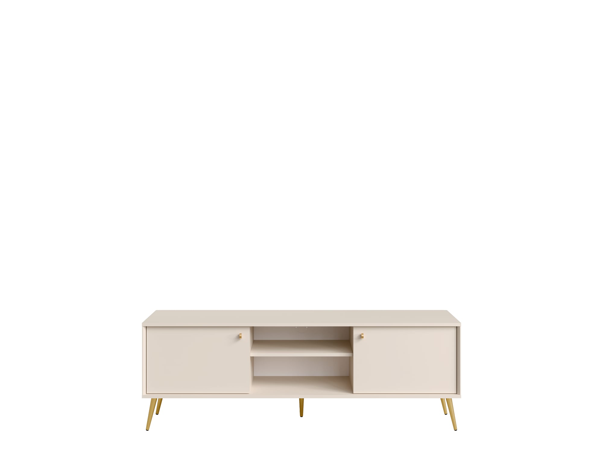 Home affaire Lowboard »ROMELIS TV-Schrank mit 2 Türen und einem Fach, B/T/H: 156/40,5/54,8 cm« Beige TV-Kommode mit goldenen Akzenten, viel Stauraum