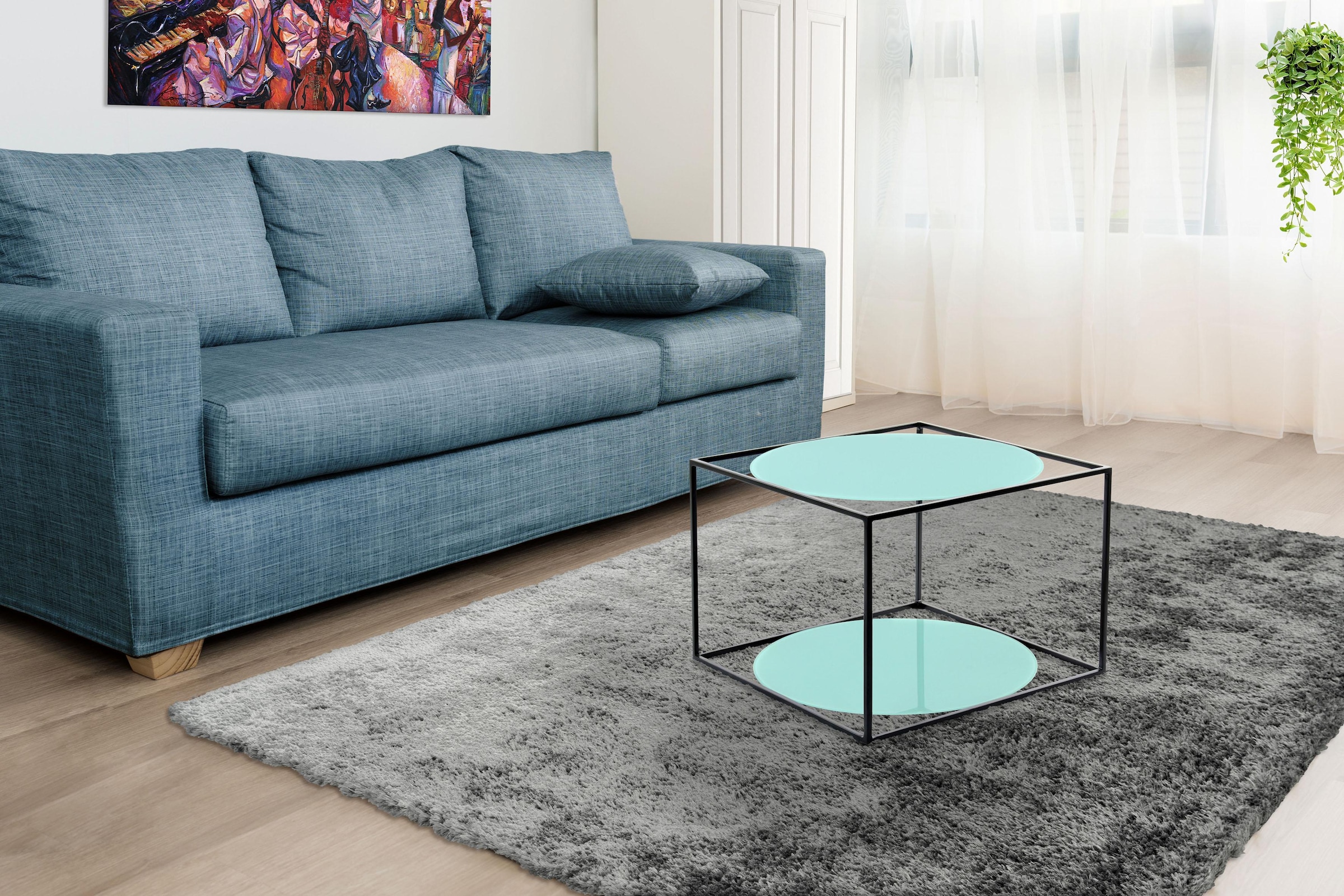 Image of Kayoom Beistelltisch "Cody, Beistelltisch in Würfelform, offenes, modernes Design" 1 Stk. tlg. moderne Kubusform mit runden Ablageflächen aus Glas