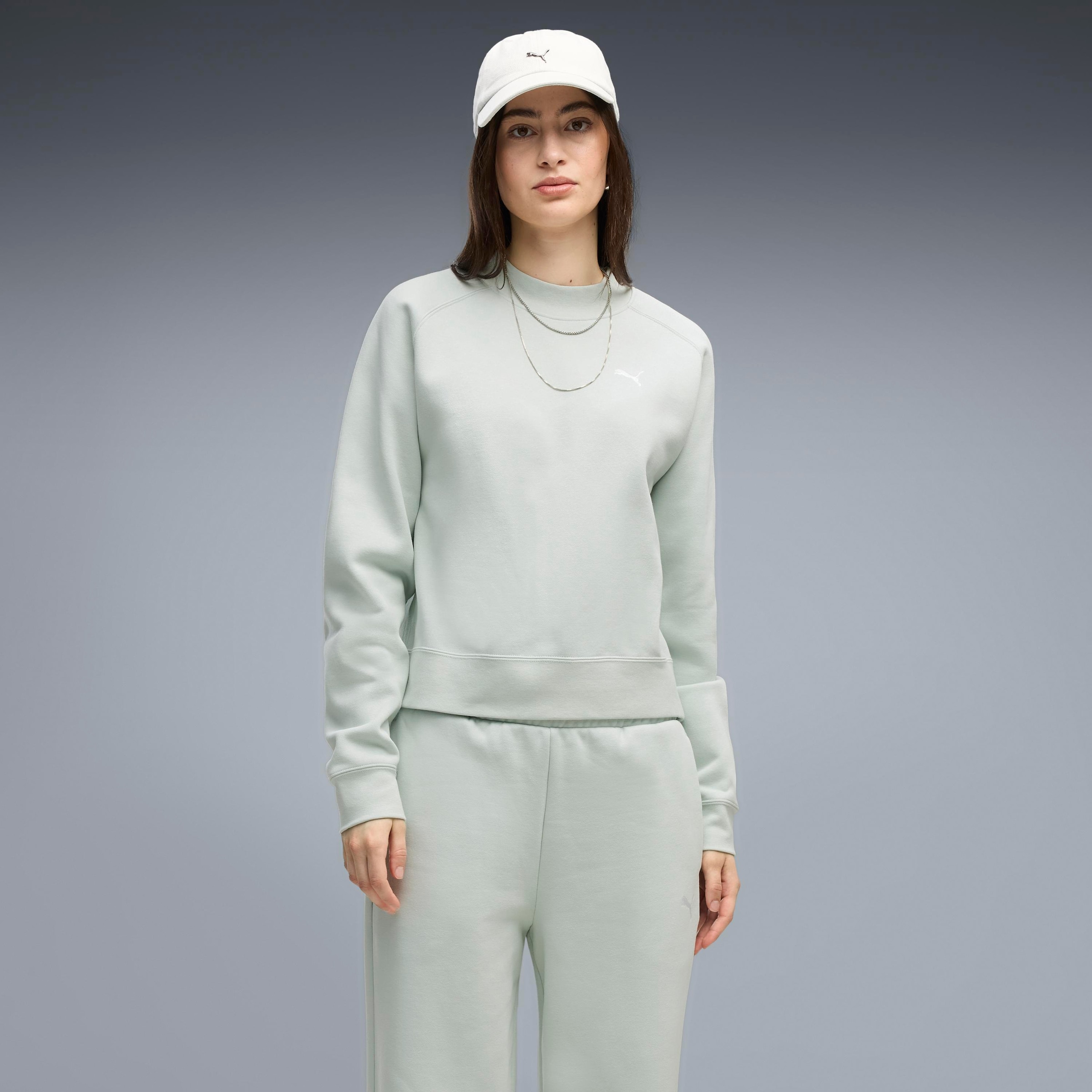 PUMA Combinaison d'entraînement »LOUNGEWEAR STANDARD SWEAT SUITT FL CL« 2 ensemble deux pièces, avec haut à manches longues, en coton et polyester